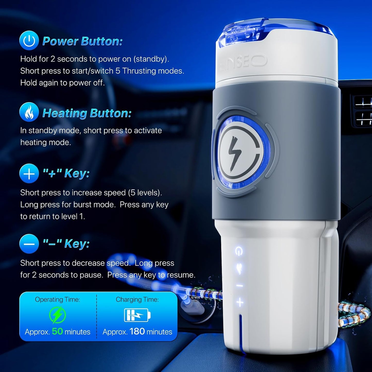 Male Masturbator Sex Toys for Men Penis Pump with APP Control – Thrusting Stroker with 360° Heating, 5 - Speed Smooth Motion Blowjob Men’S Sex Toy, Silent Brushless Motor, 3D Sleeve Erotic Massage Kits - SinfulX - 