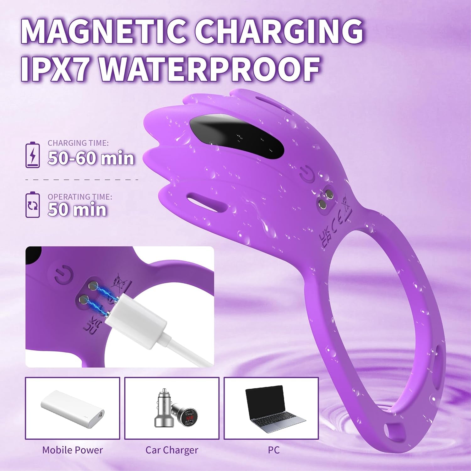 VioletLink Wearable Cock Ring Clit Stimulator App 9 Modes - SinfulX - Personal Care > Sexual Wellness > Couples Cock Ring
