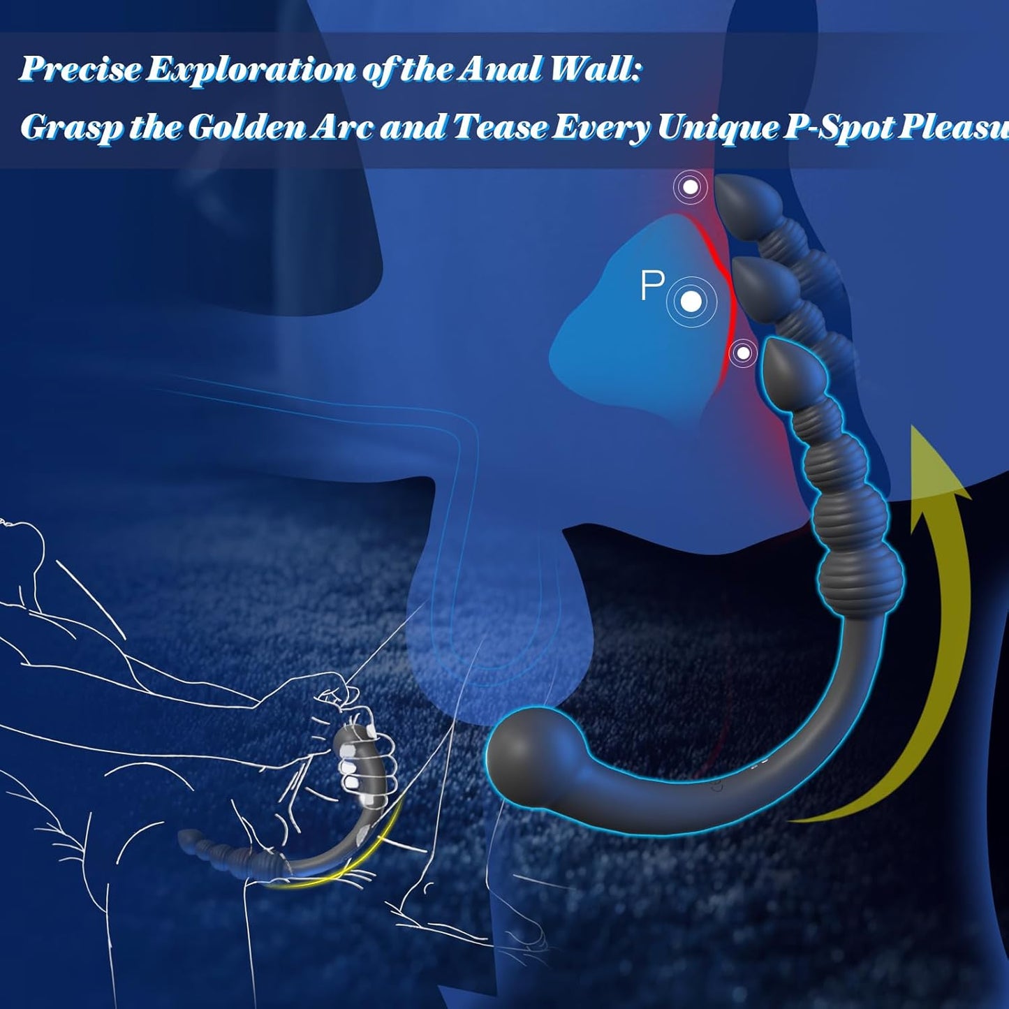Dual - Ended Vibrating Prostate Massager Anal Beads Sex Toys, Curved Anal Dildo Butt Plug Vibrator, Male Adult Sex Toy for Men Women Couples, Long Prostate Wand Anal Trainer Game Play - SinfulX - 