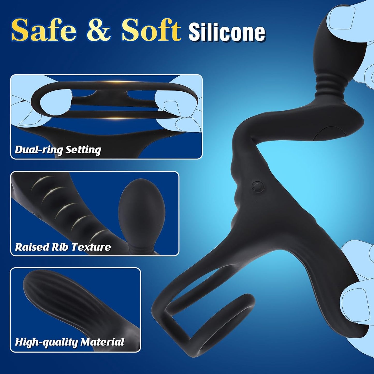 Vibrating Butt Plug Prostate Massager Sex Toys,4-In-1 Anal Vibrator Dildo with 7 High Pulse Vibrating Cock Ring for Testicles Perineum Stimulator, Adult Male Sex Toys Remote Control Vibrator for Men