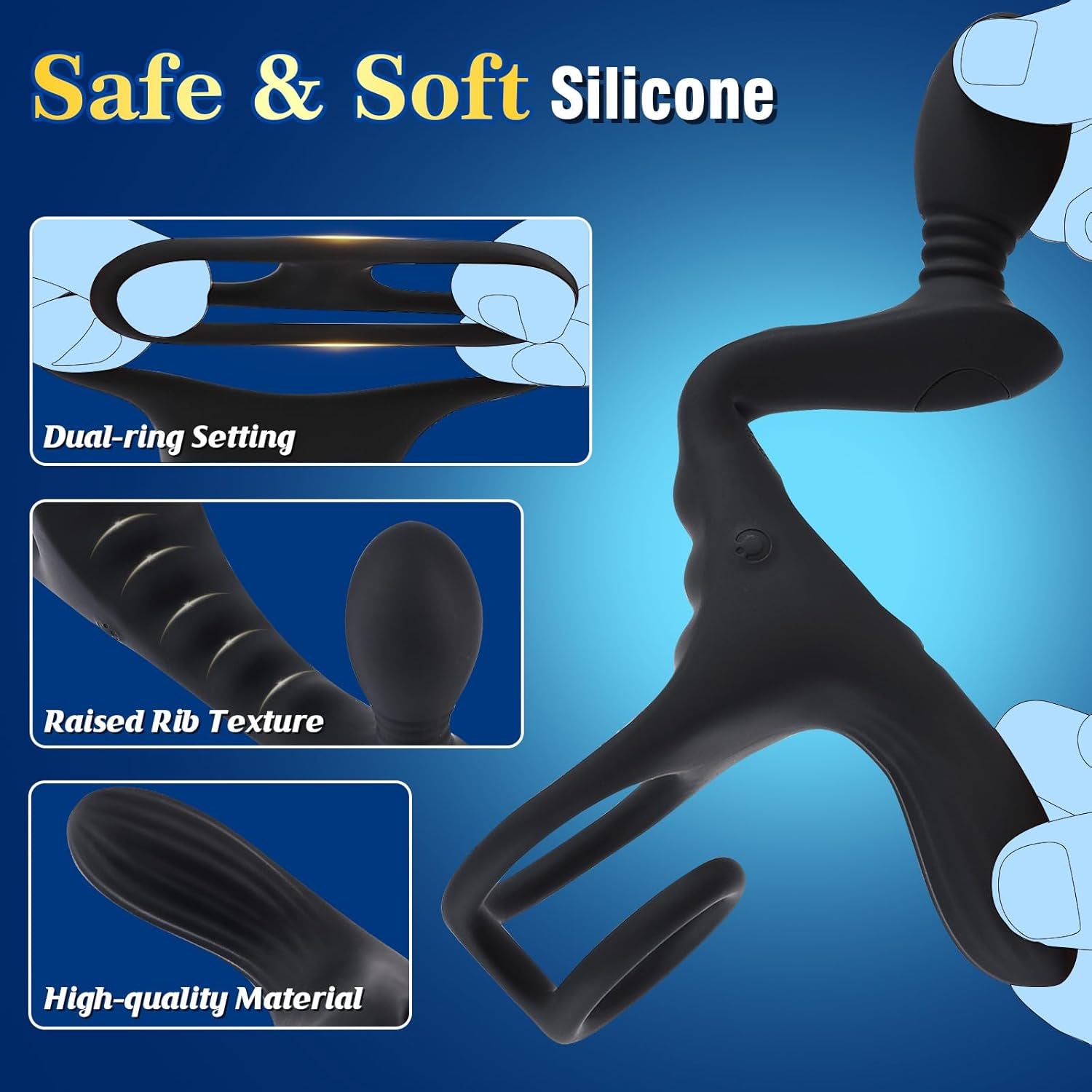 Vibrating Butt Plug Prostate Massager Sex Toys,4-In-1 Anal Vibrator Dildo with 7 High Pulse Vibrating Cock Ring for Testicles Perineum Stimulator, Adult Male Sex Toys Remote Control Vibrator for Men