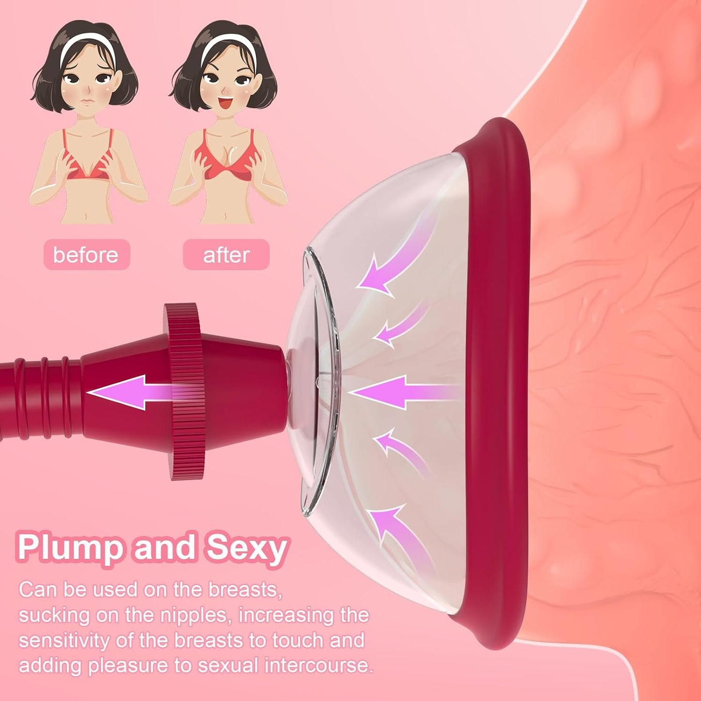 Pussy Pump Sex Toys for Women, Vagina Pump Women Sex Toys, Manual Vacuum Clit Pump Increased Sensitivity Powerful Suction Stimulate Clitoris Enhances Sexual Pleasure Tools for Women Red