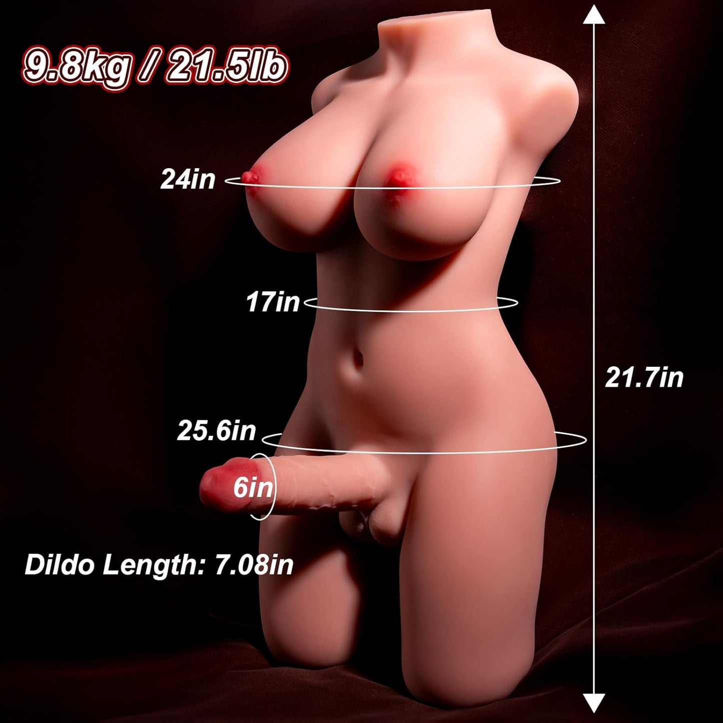 Shemale Sex Doll with Thrusting Dildo - Sex Dolls with 7.1In Huge Realistic Cock and Tightly Anal, Unisex Masturbator for Women Couple Men Gay, Vibrating Sex Toys for G - Spot Pleasure, 21.5LB - SinfulX - 