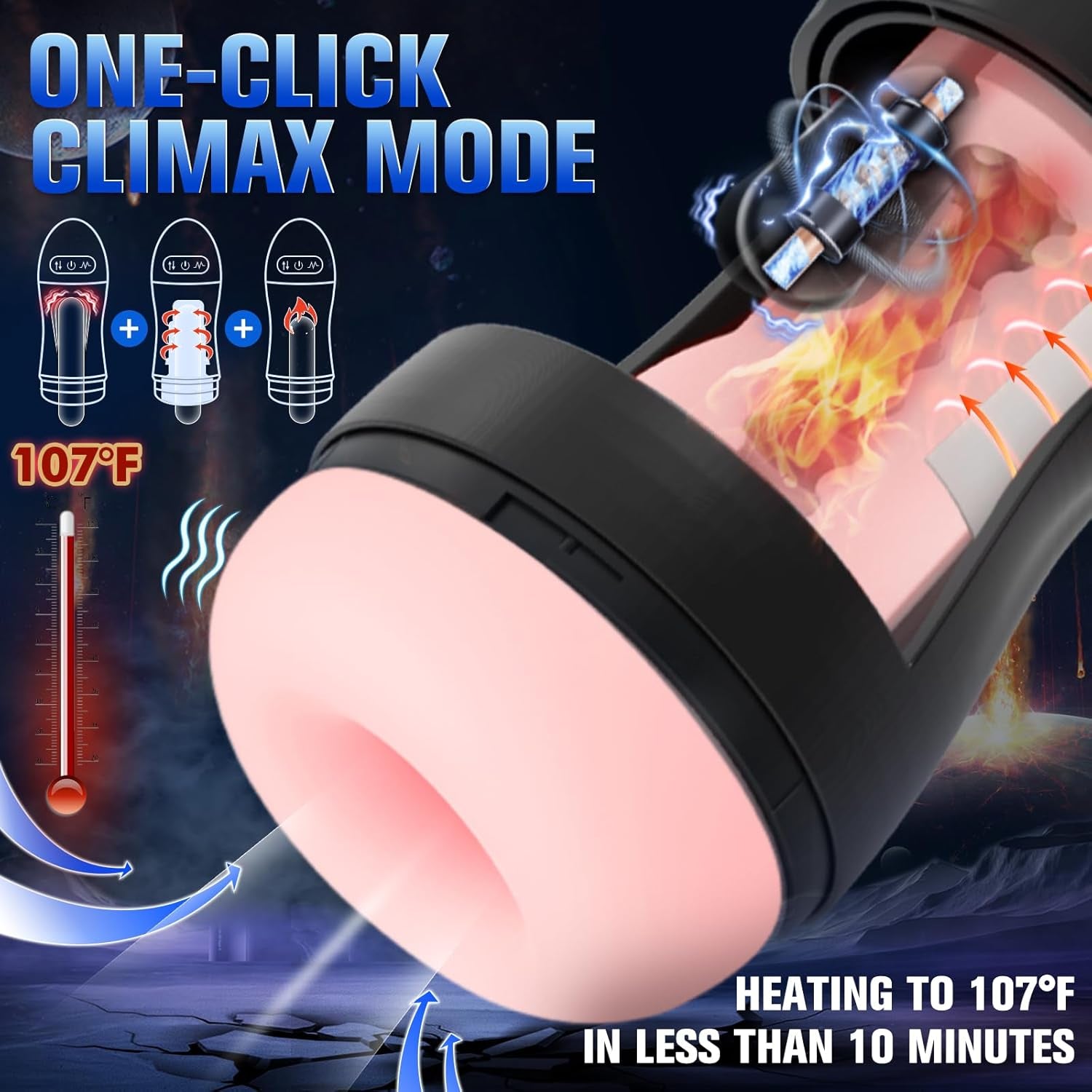 StormHeat APP Heating Male Masturbator Suction Pump 10 Vibration 9 Suction - SinfulX - Personal Care > Sexual Wellness > Male Suction Vibrator