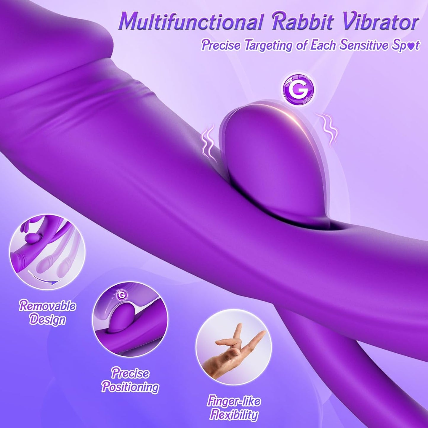 Vibrator Sex Toys for Women – 3 in 1 G Spot Vibrator Rabbit Dildo with 10 Vibration Modes & Removable Anal Plug, Clitoral and Vaginal Stimulator, Adult Sex Toys & Games for Female and Couples