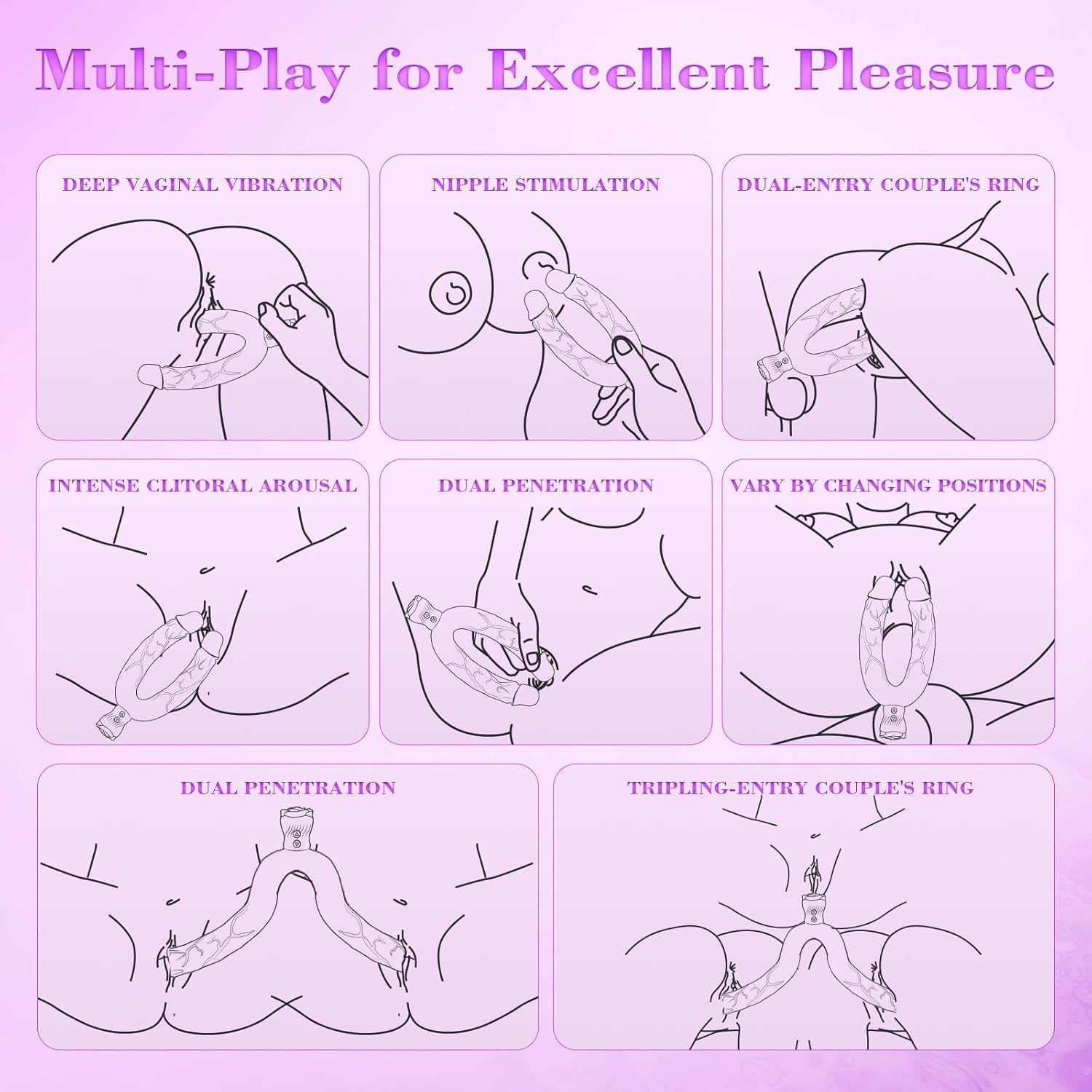 Double Dildo Lesbian Sex Toy, 15.75" Lesbian Toy Double Ended Sided Headed Dildo & Anal Dildos with 10 Vibrating Modes, Long Strapless & Strap on Dildos Rose Women Couple Gay Sex Toys - SinfulX - 