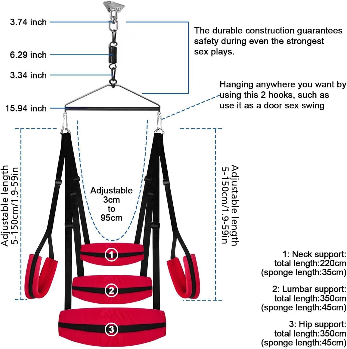 VireliX 360° Door Sex Swing Wide Seat 400lb - SinfulX - Personal Care > Sexual Wellness > Sex Swing
