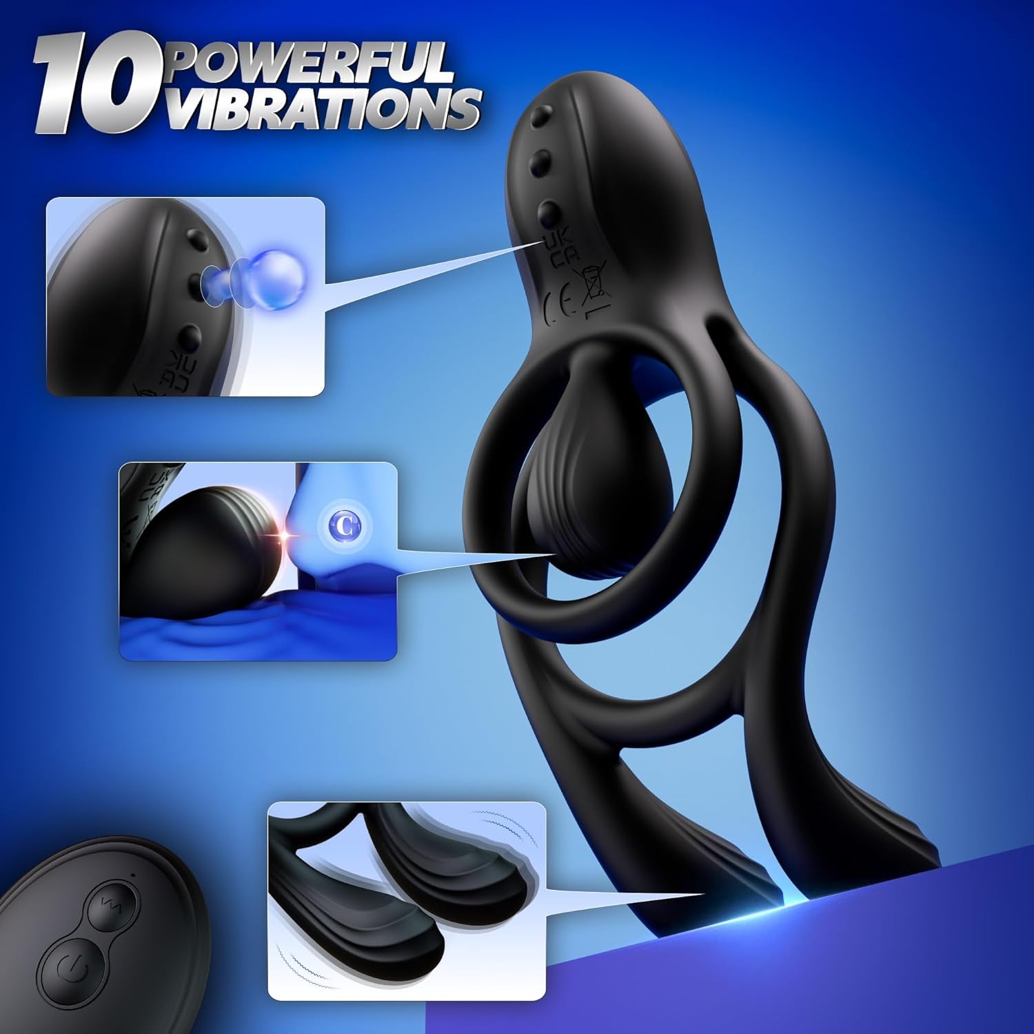 TriPulseX 3 Motor Cock Ring Clit Perineum Stimulator Remote - SinfulX - Personal Care > Sexual Wellness > Couples Cock Ring