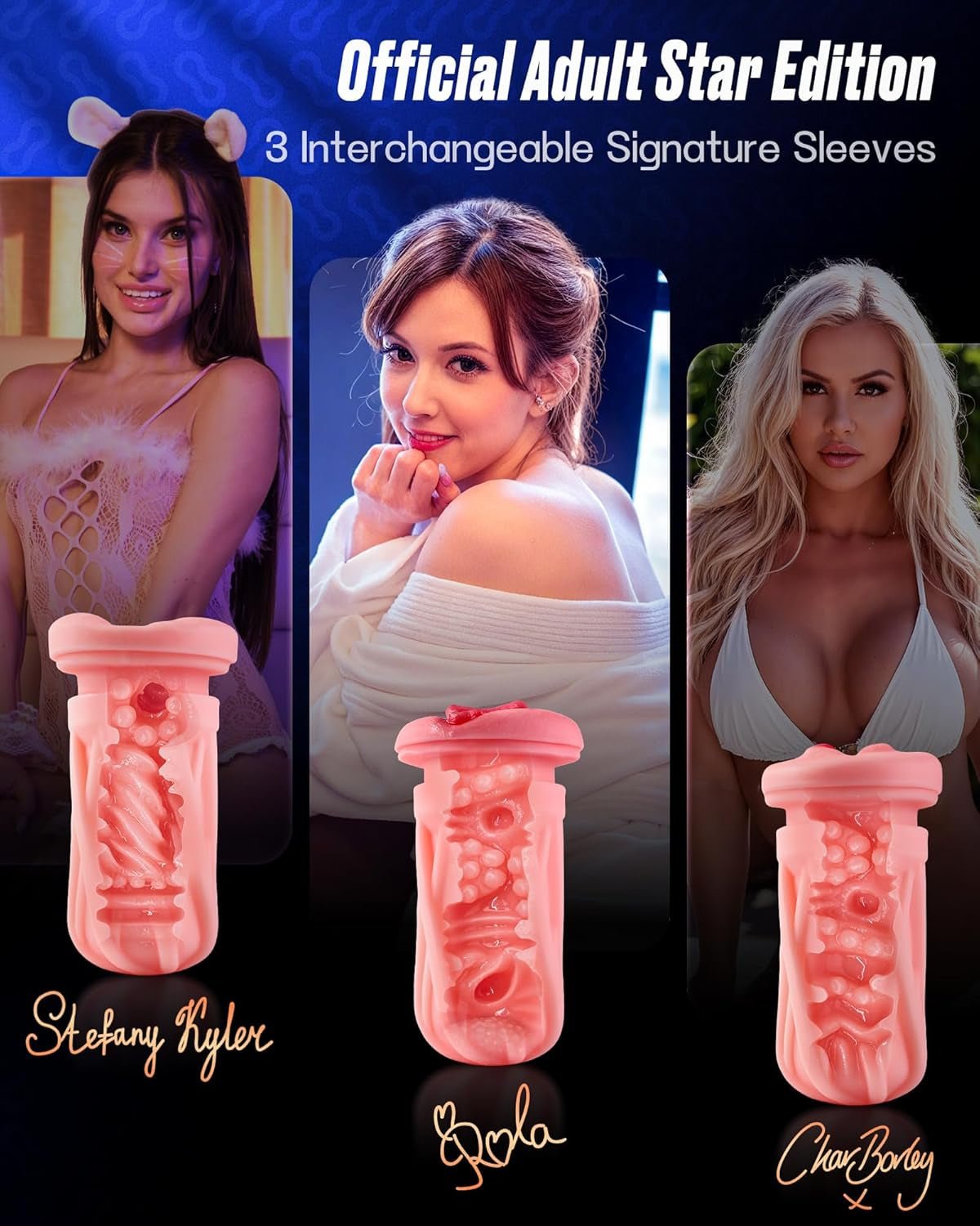 Male Masturbator Sex Toys for Men with 3 Replaceable Signature Sleeves, AI & APP Control Pocket Pussy, 5 - Speed Thrusting Male Stroker, 360° Real Warm Heating & Quiet Brushless Motor Adult Toy - SinfulX - 