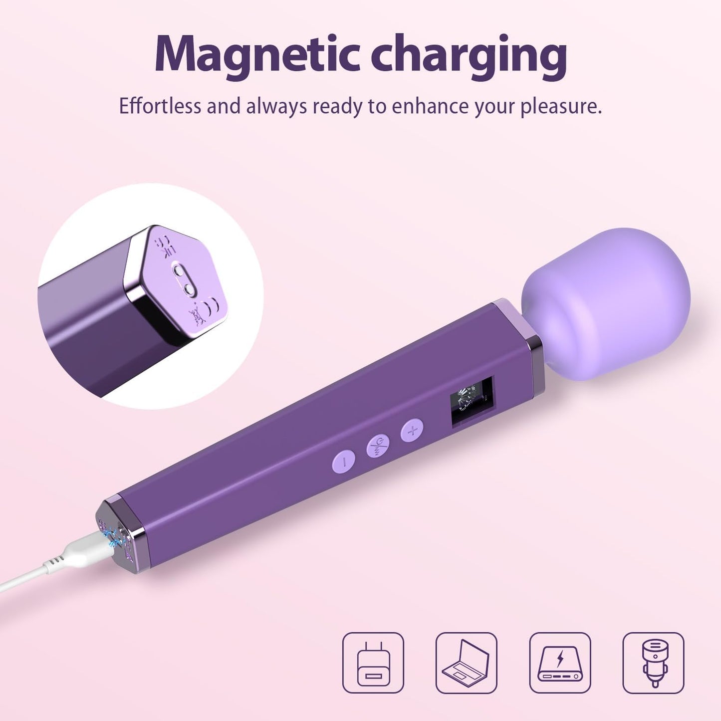 AuraStrike Wand Vibrator Waterproof 8 Modes Rechargeable - SinfulX - Personal Care > Sexual Wellness > Wand Vibrator