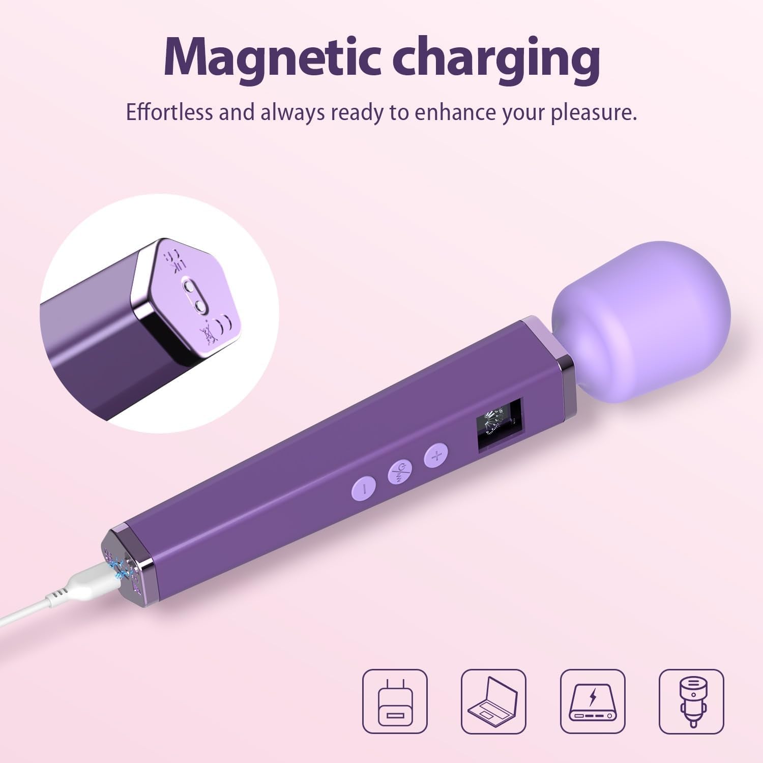 AuraStrike Wand Vibrator Waterproof 8 Modes Rechargeable - SinfulX - Personal Care > Sexual Wellness > Wand Vibrator