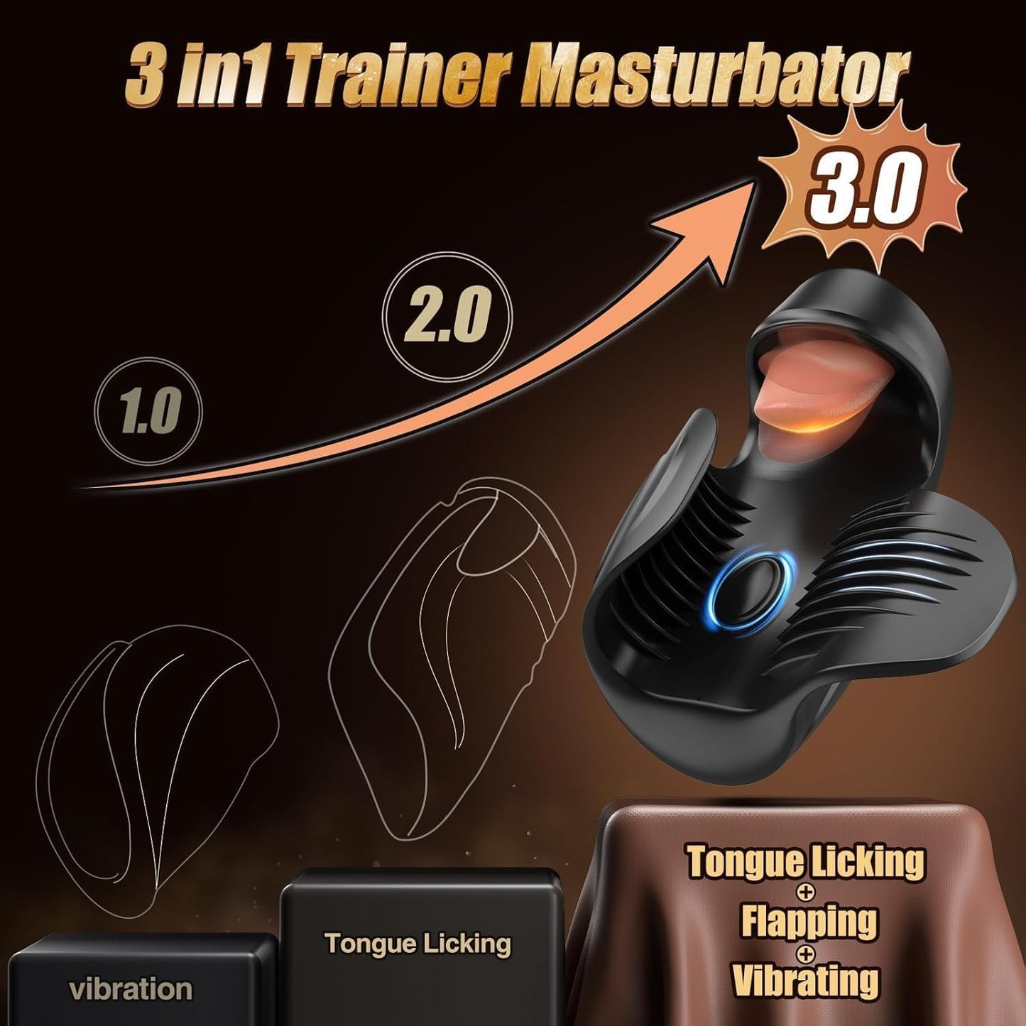Male Sex Toys for Men - Masturbator Penis Training Vibrator, 10 Tongue - Licking & Tapping & Vibrating Sex Toy Male Stroker Trainer, Mens Sex Machine Masturbators Adult Sex Toys & Game - SinfulX - 