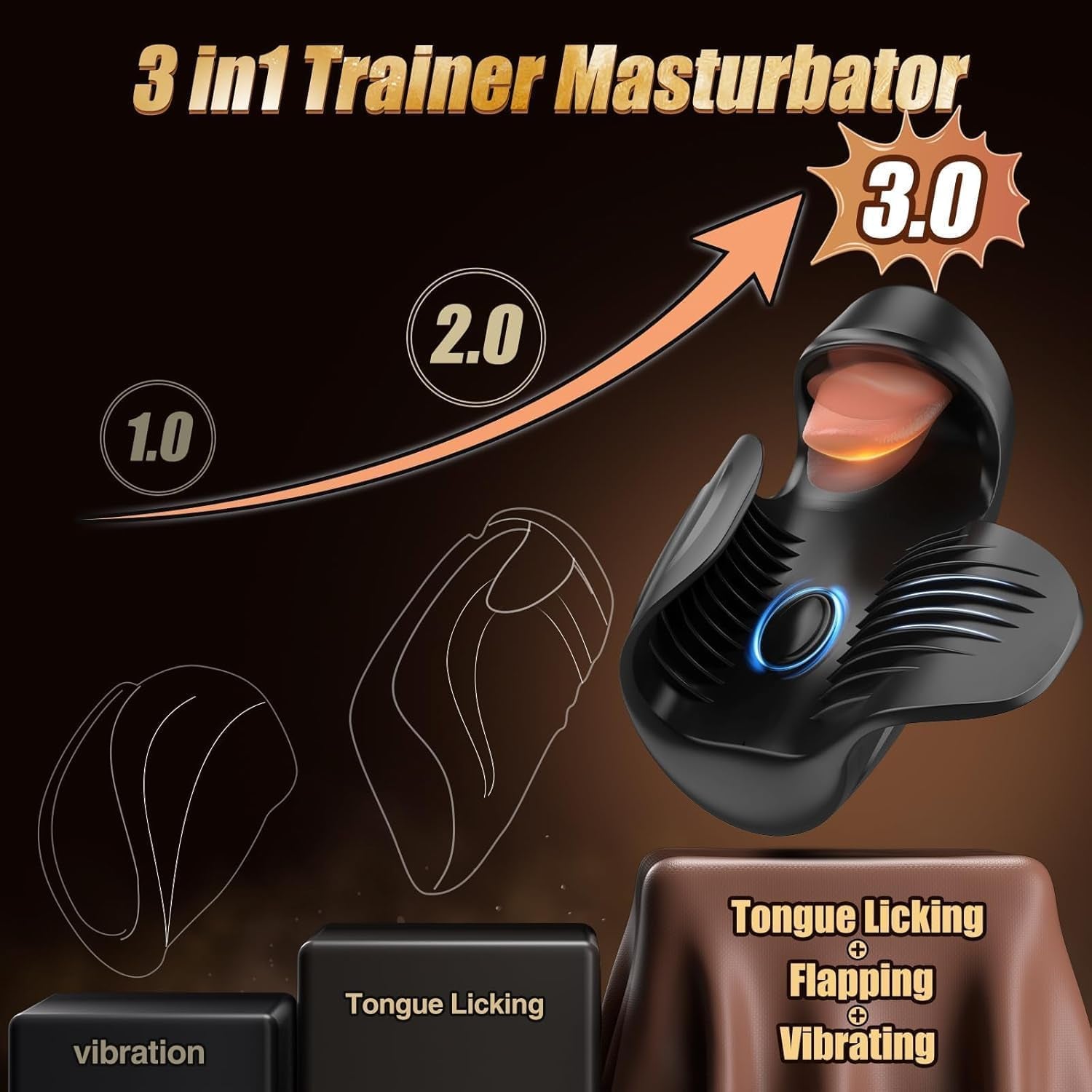 Male Sex Toys for Men - Masturbator Penis Training Vibrator, 10 Tongue - Licking & Tapping & Vibrating Sex Toy Male Stroker Trainer, Mens Sex Machine Masturbators Adult Sex Toys & Game - SinfulX - 