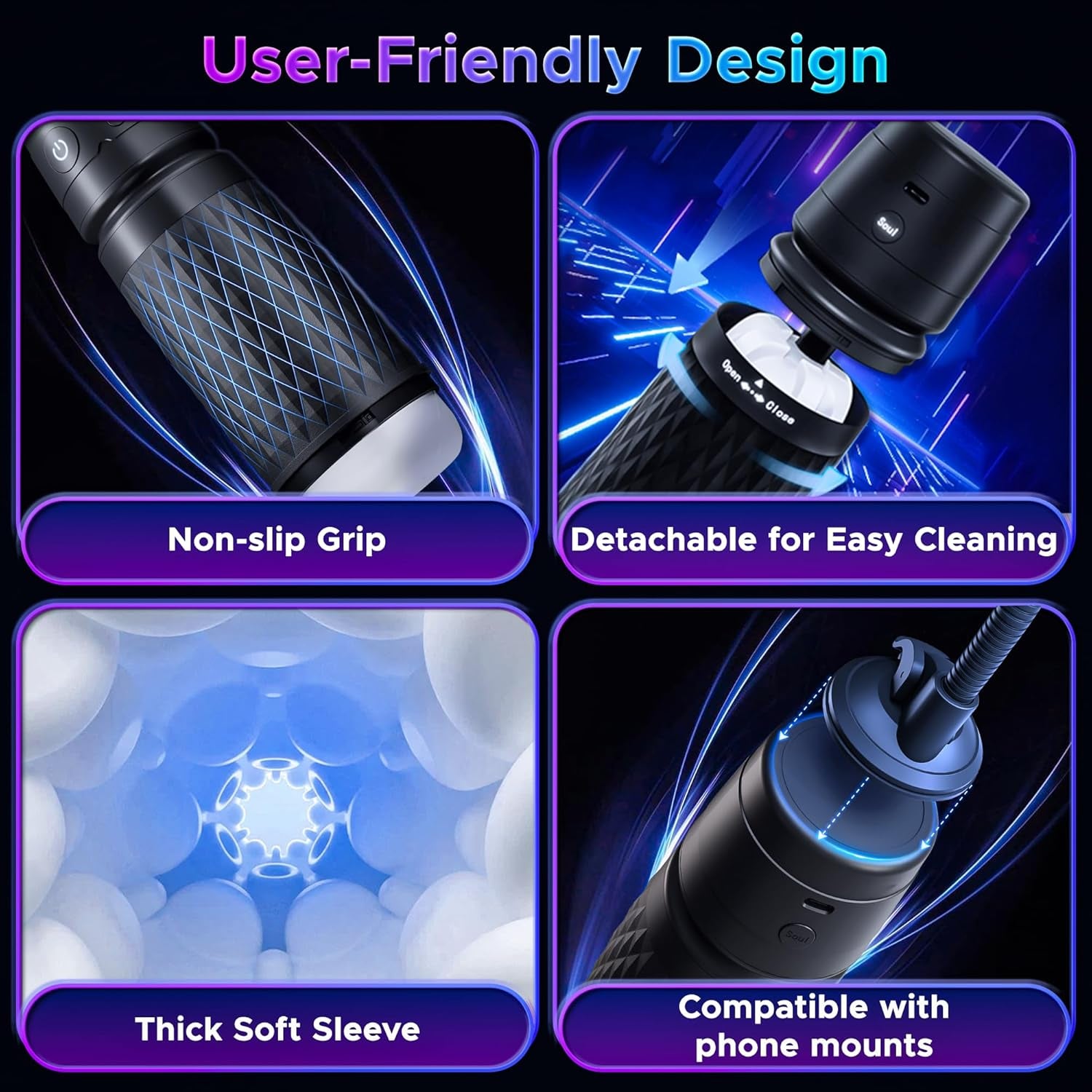 AI Powerd Video Sync Male Masturbator, Pocket Pussy Sex Toy for Men with 3 Suction & 4 Vibration Modes, Hands - Free Rechargeable Bluetooth Male Stroker Sex Machine, Realistic 3D Soft TPE Sleeve - SinfulX - 
