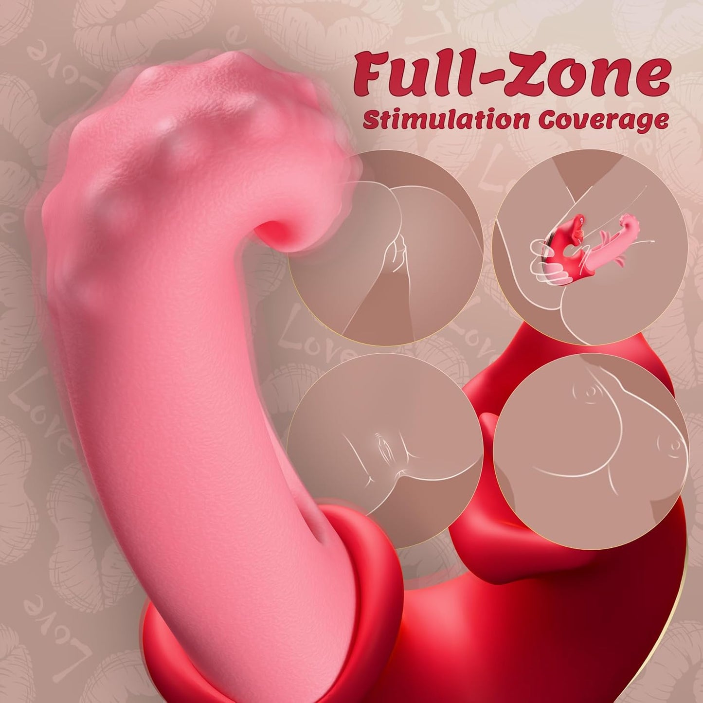 Vibrator Women Sex Toys, 3 in 1 G - Spot Vibrators with 10 Vibration, Flapping & Clamping Modes, Tongue Dildo Vibrator Adult Toys for Women, Clitoral & Nipple Stimulation Rose Toy Couples Sex Toys - SinfulX - 