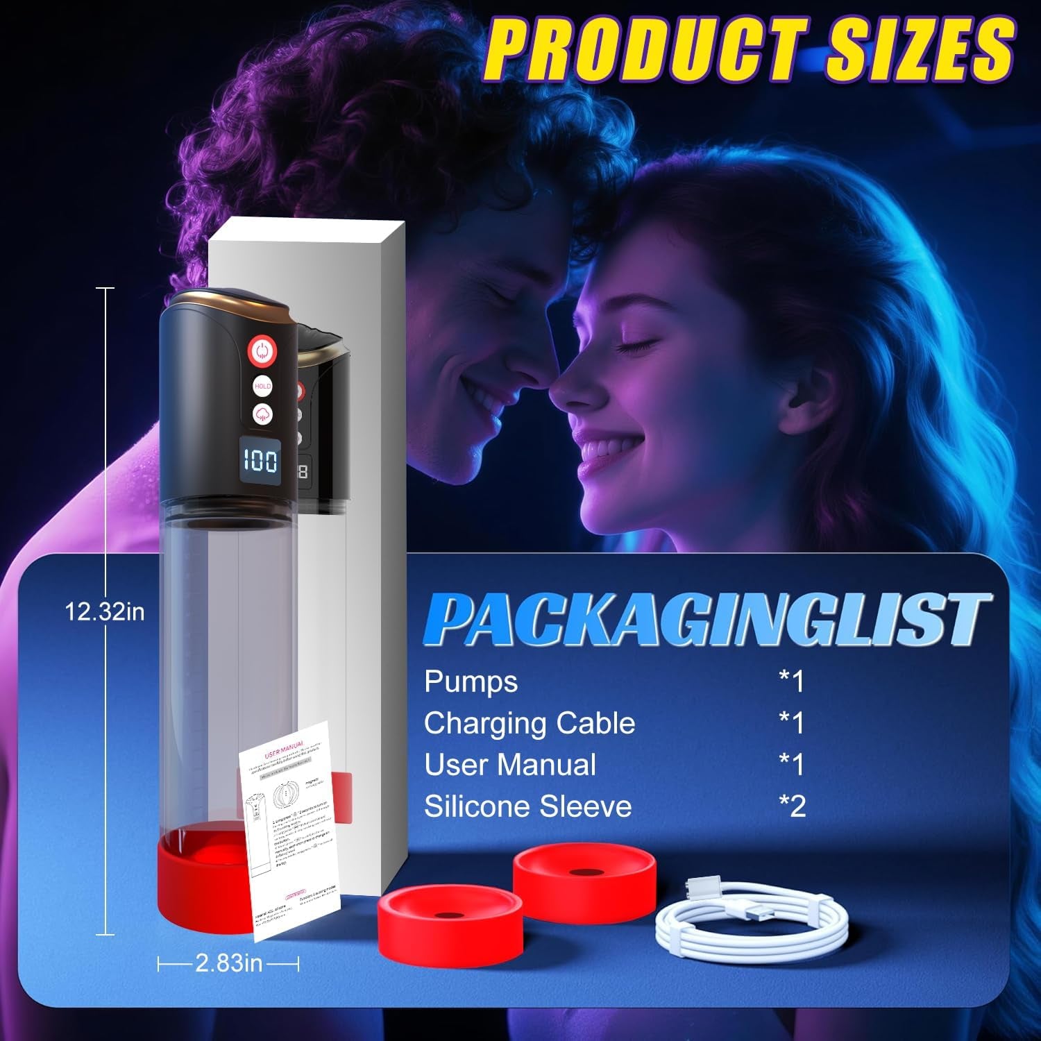 Electric Penis Pump Adult Male Sex Toys for Men, Male Masturbator Automatic Penis Vacuum 8 Suction Intensitie,Air Pressure Device Rechargeable Adult Toys Training for Men Stronger Bigger Erection - SinfulX - 