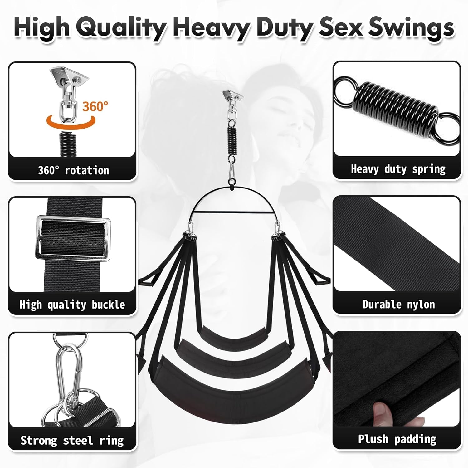 ShadowOrbit Black 360° Sex Swing Door & Ceiling - SinfulX - 