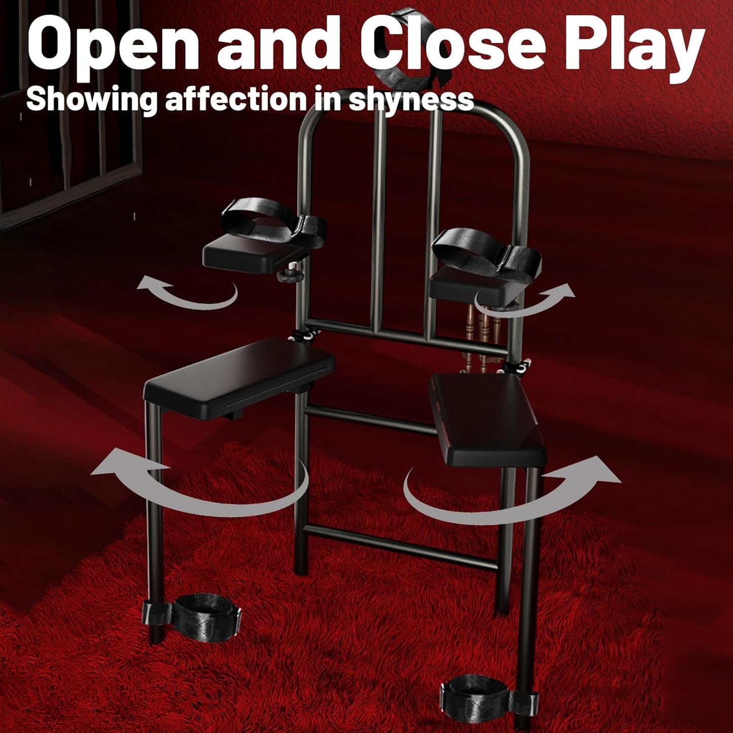 Premium Adjustable Sex Chair with Bondage Kit: Includes Handcuffs, Ankle & Neck Cuffs - Heavy Duty BDSM Furniture for Couples or Multiple Players, Adult Stool for Toning, Taming & Tantric Play - SinfulX - 