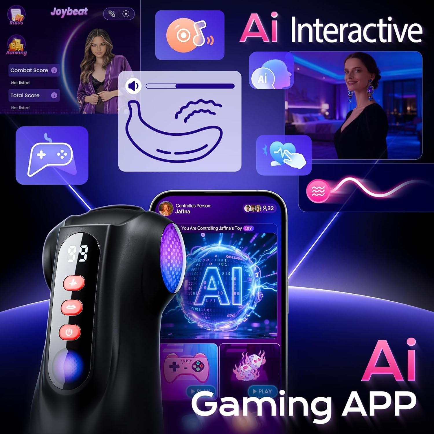 Male Masturbator Sex Toys for Men - AI Sync 3 Sleeves Mens Sex Toy Adult Toys with 9 Sucking & 9 Vibrating, Pocket Pussy Penis Pump Colorful Lighting Male Stroker Blowjob Erotic Massage Kits - SinfulX - 