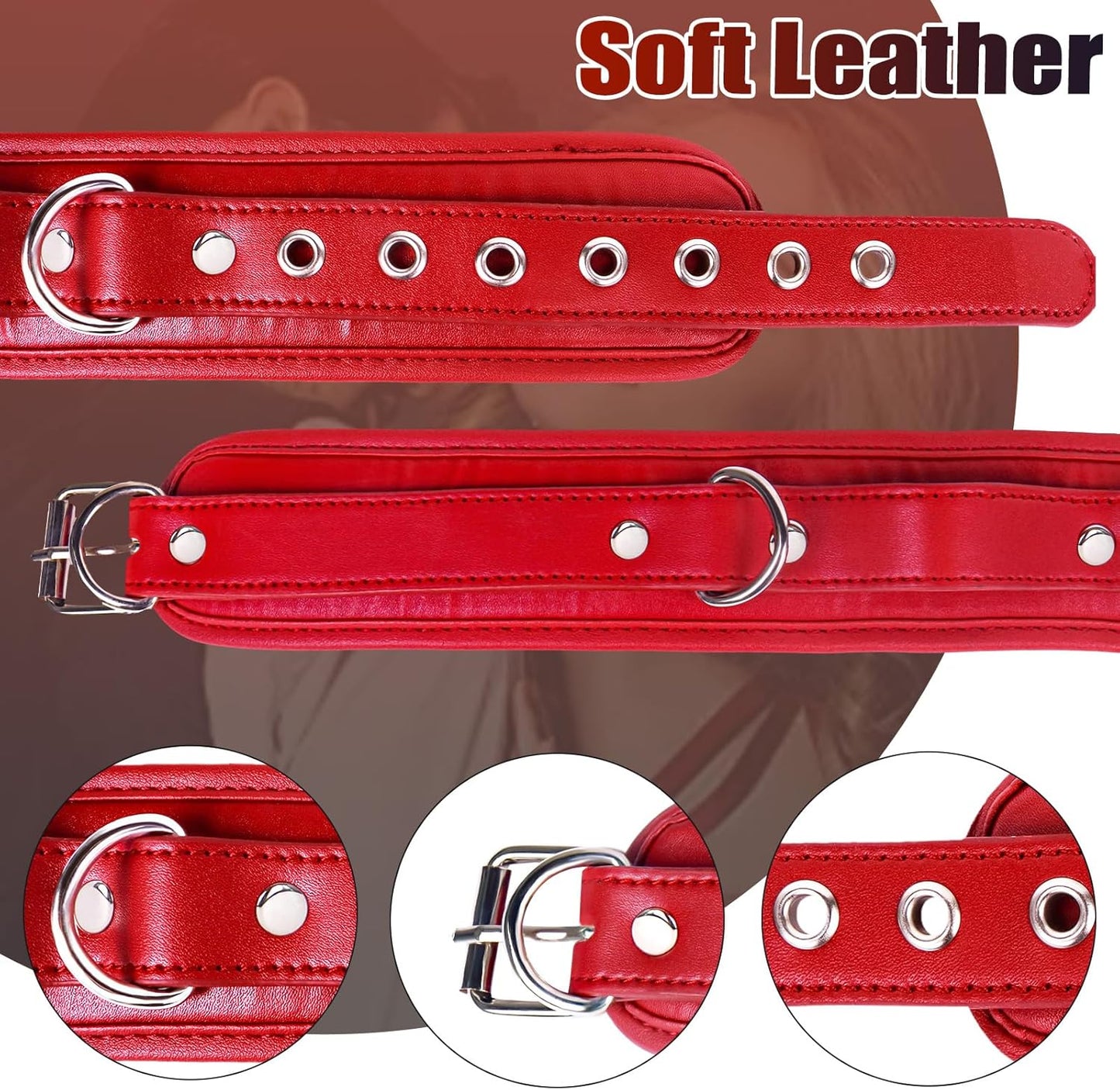 BDSM Anal Hook Sex Bondage Restraint Set with Leather Chain Leash Collar, Stainless Steel Anal Trainer Adult Sex Toys for Men, Adjustable Harness Restraints Kit for SM Couple Role Play Fetish Toy - SinfulX - 