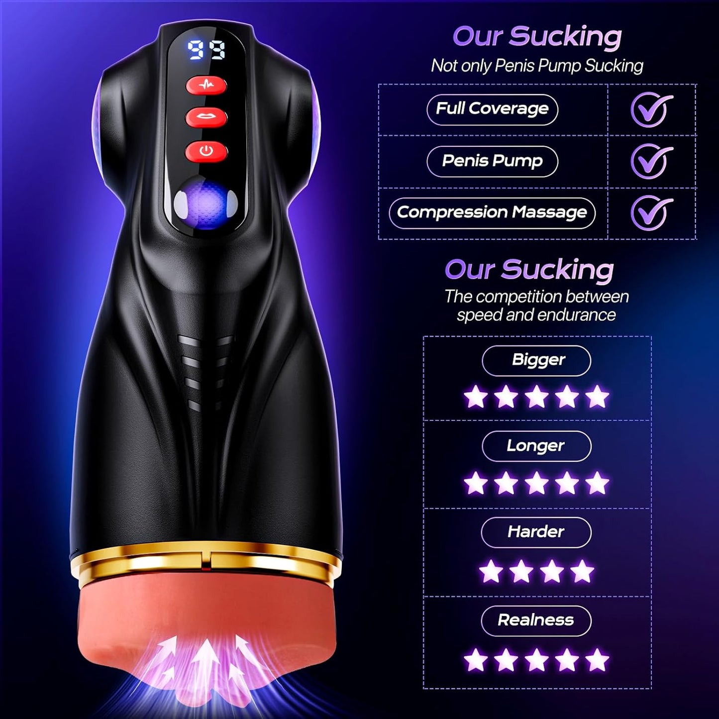 Mens Sex Toy Adult Toys - 3 Sleeves Sets AI Sync APP Male Masturbator Sex Toys for Men with 9 Sucking & 9 Vibrating, Pocket Pussy Penis Pump, Colorful Lighting Stroker Erotic Massage Kits - SinfulX - 