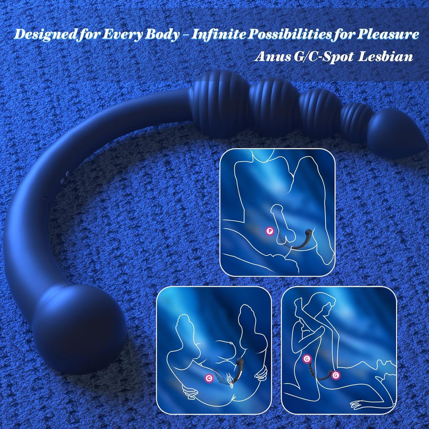 Dual - Ended Vibrating Prostate Massager Anal Beads Sex Toys, Curved Anal Dildo Butt Plug Vibrator, Male Adult Sex Toy for Men Women Couples, Long Prostate Wand Anal Trainer Game Play - SinfulX - 