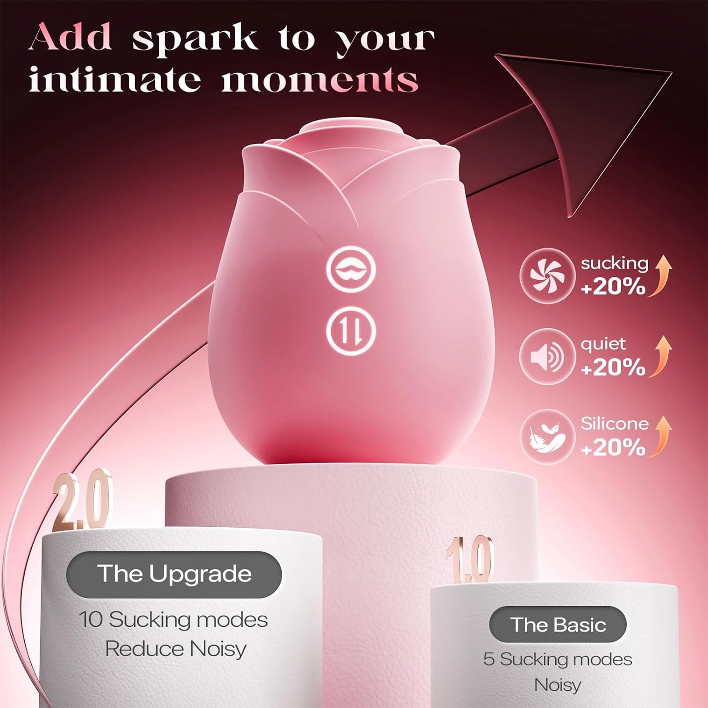 Rose Sex Toy Sucking Vibrator - Adult Toys for Women Sex Toys Rose Adult Toy 10 Suction Vibrators Dildo Jewelry Female Couples Clitoral Nipples Anal Toy - SinfulX - 