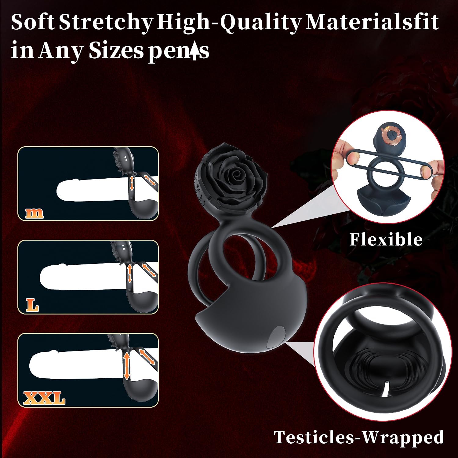 PleasureNova Rose Clitoral Penis Ring Stimulator - SinfulX