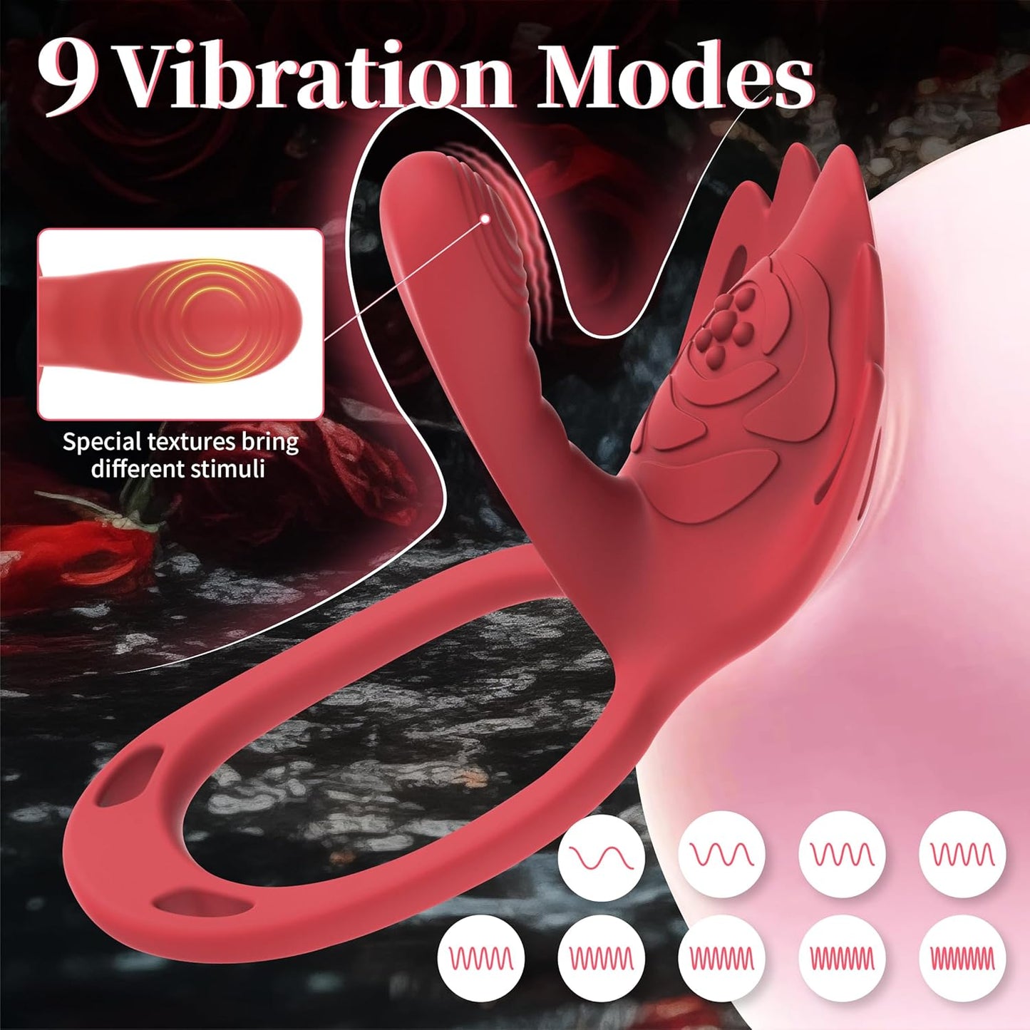 RougeFlex Wearable Cock Ring Clit Stimulator App 9 Modes - SinfulX - Personal Care > Sexual Wellness > Couples Cock Ring