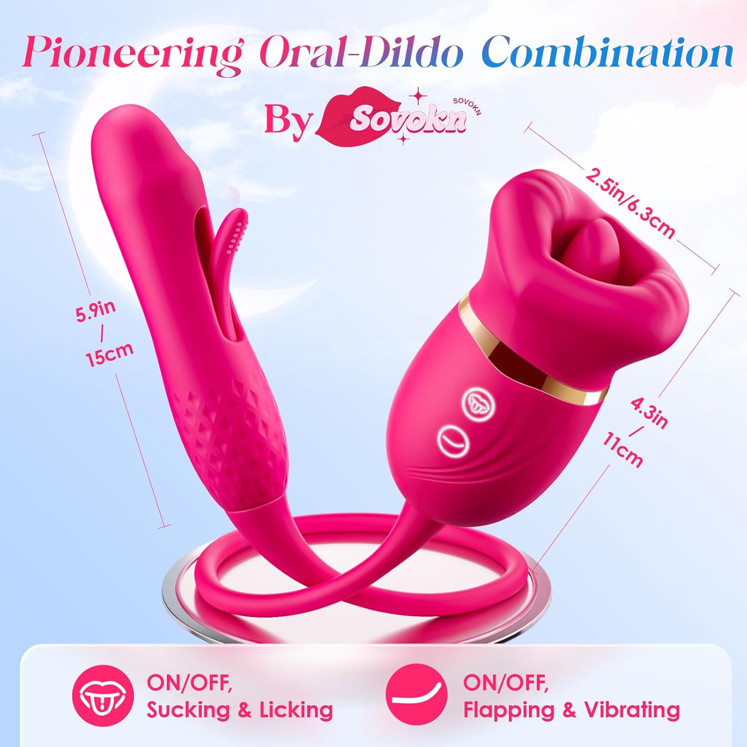 KissWave Rose Tongue Vibrator Flapping Suction 10 Modes - SinfulX - Personal Care > Sexual Wellness > Flapping/Tapping Vibrator