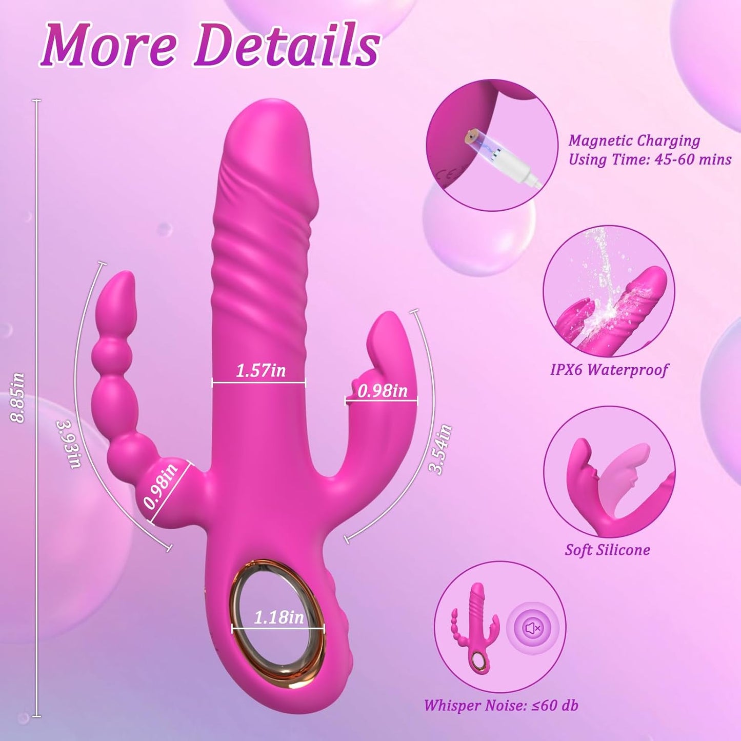 TripleThrob Thrusting Dildo Vibrator - SinfulX