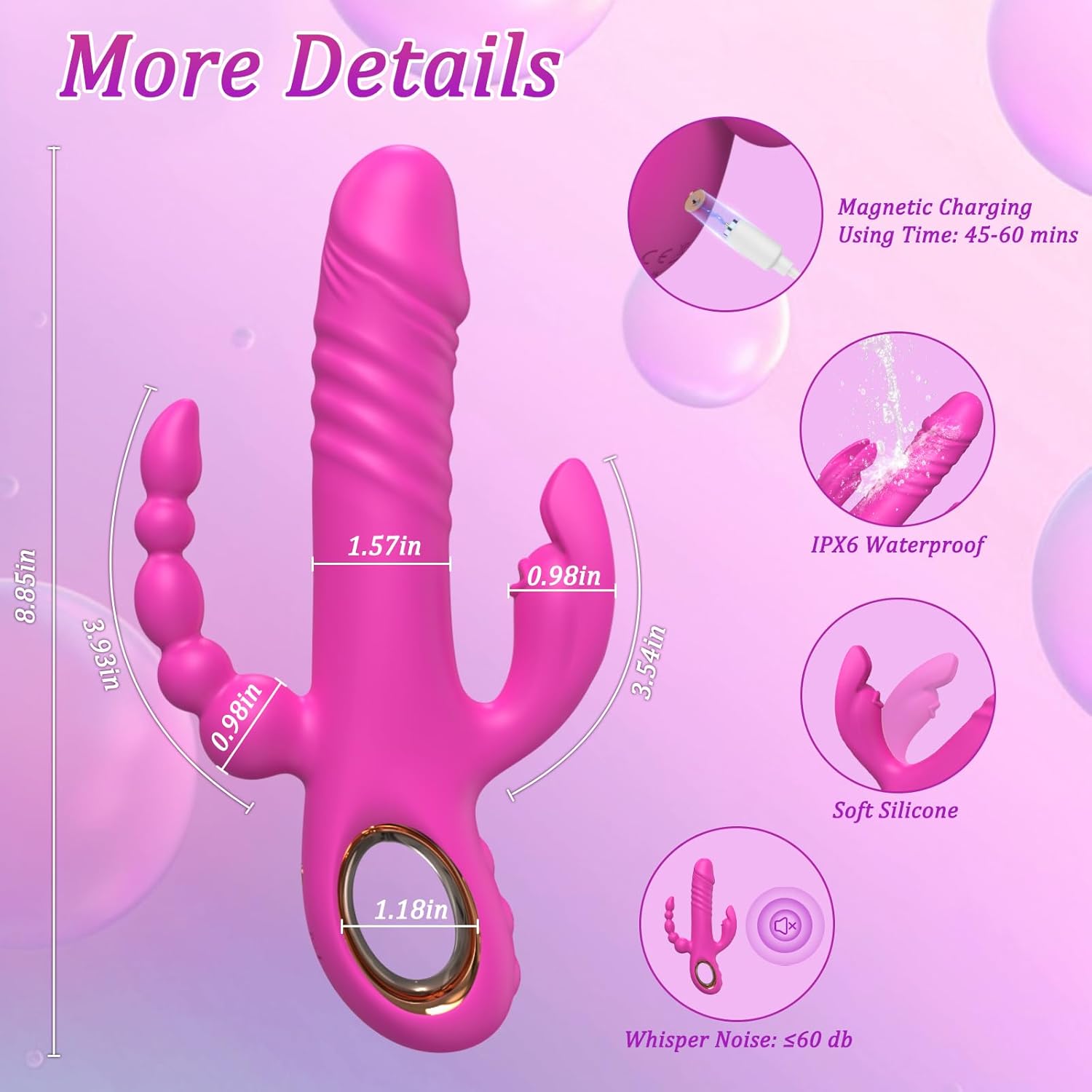 TripleThrob Thrusting Dildo Vibrator - SinfulX