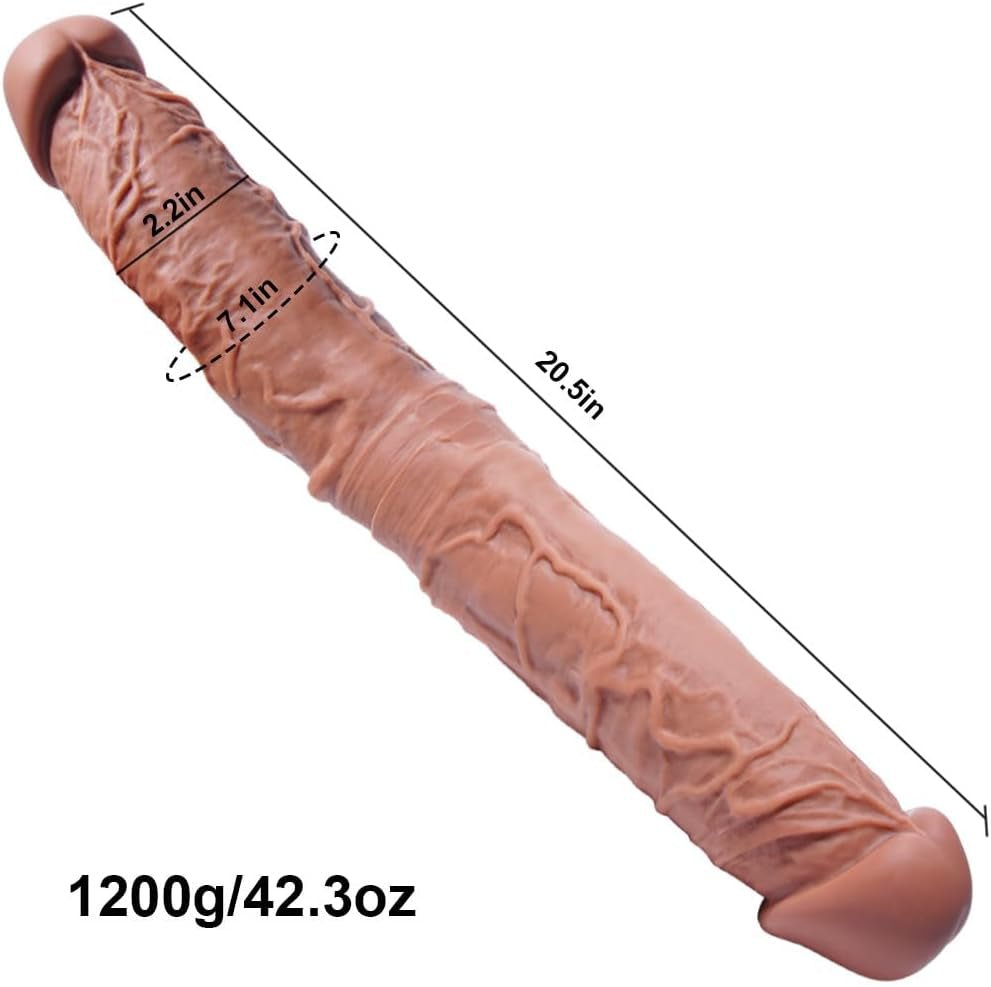 20.5*2.2" Huge Double Ended Thick Dildo for Women, Extra Large Silicone Anal - Vaginal Realistic Dildo, Flexible, Giant and Long Double Sided Realistic Glans, Suitable for Couples Lesbian and Gay Games - SinfulX - 