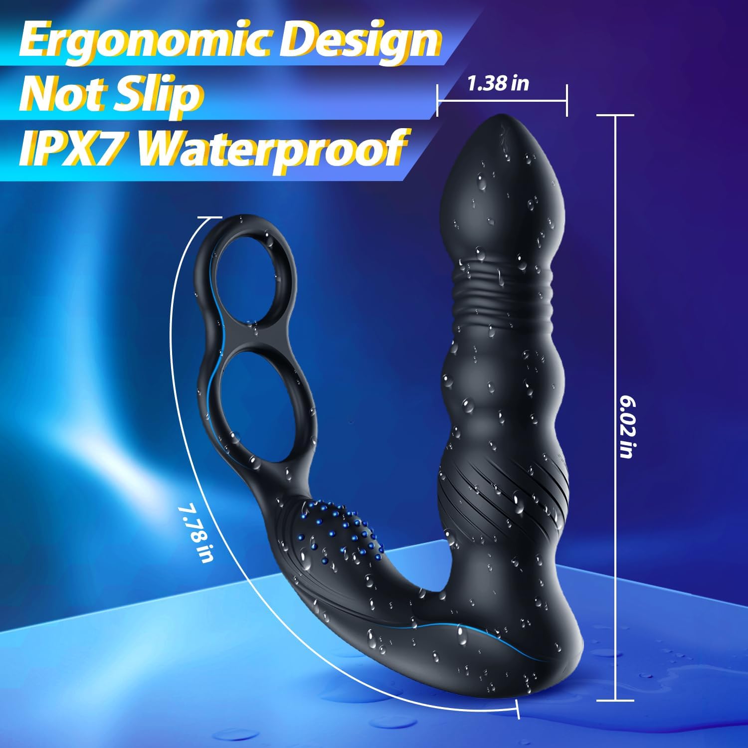 PrimeSurge 3 - in - 1 App - Controlled Anal Vibrator with Double Cock Rings - SinfulX
