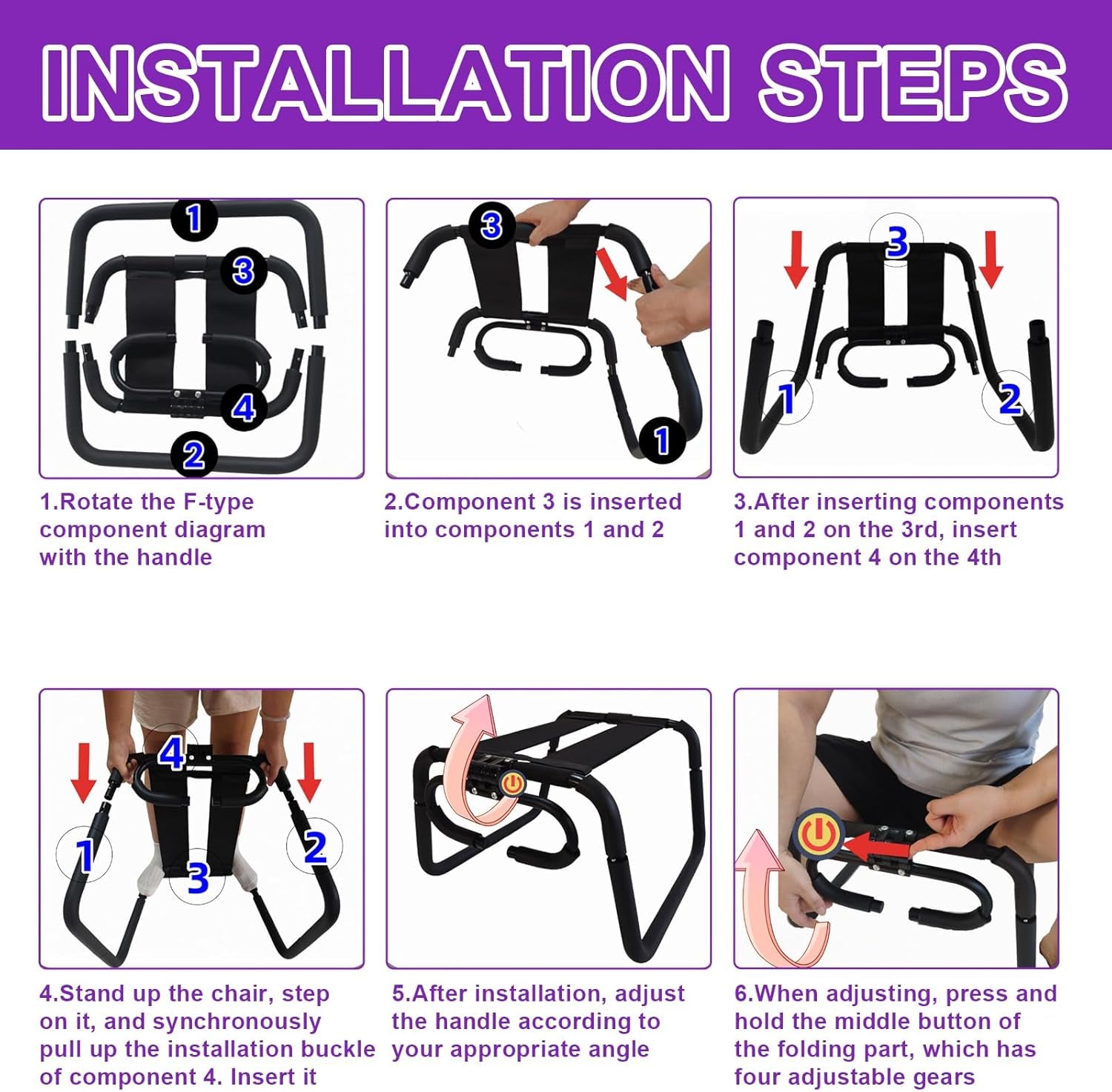 Sex Chair with Handles & Elastic Straps – Adjustable Bouncing Love Chair for Couples, Multifunctional Position Aid Stool, Easy to Assemble, Portable Intimate Furniture for Women and Men - SinfulX - 