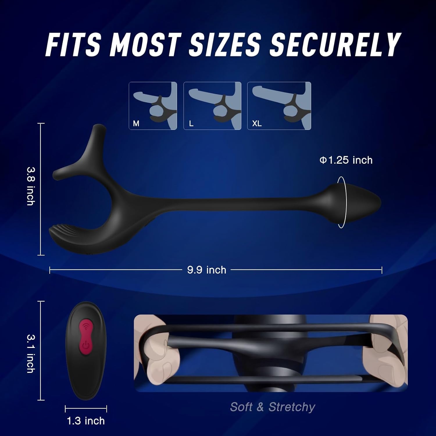 SilentPulse Prostate Massager Cock Ring 9 Modes Remote Quiet - SinfulX - Personal Care > Sexual Wellness > Prostate Massager Cock Ring