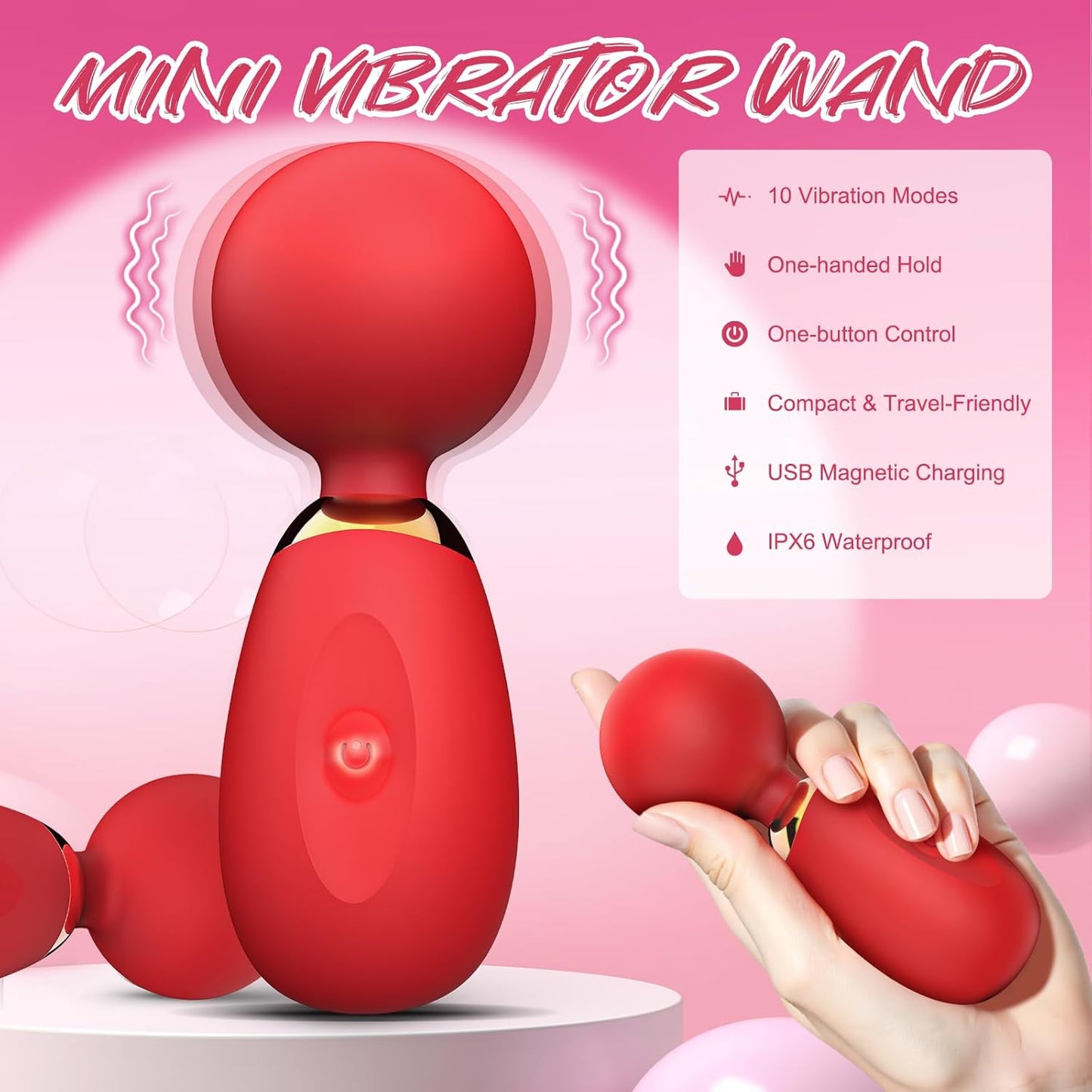Vibrator Wand Sex Toys Women, Mini Vibrator Clitoral Stimulator with 10 Vibration Modes, Adult Toys for Women Vibrating Wand Massager, Vibrators Waterproof Female Sex Toys Adult Sex Toys & Games