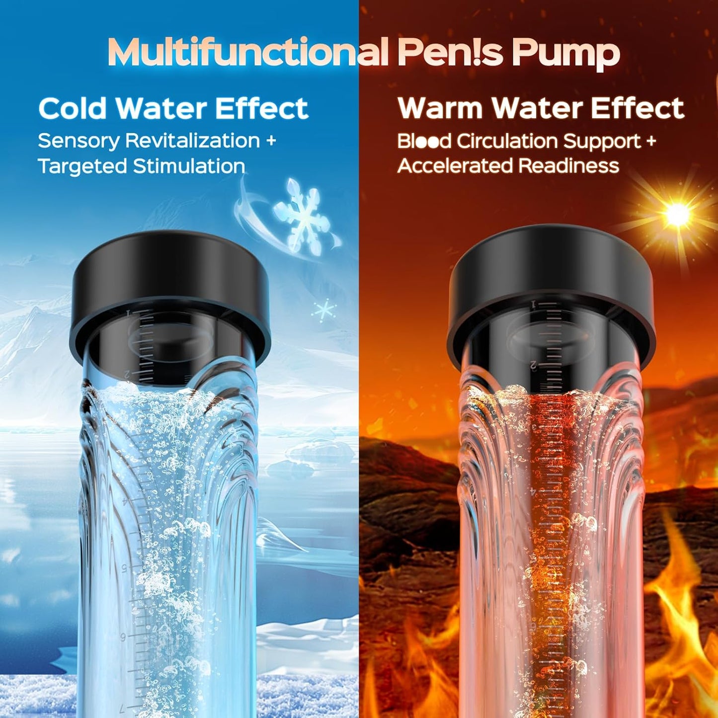 Electric Penis Pump Adult Male Sex Toys, Automatic Penis Enlarger & Extender Pump with 6 Training & 3 Suction Modes, Water Vacuum Pump with Cock Rings for Men Erection, Sex Toys Pumps & Enlargers - SinfulX - 