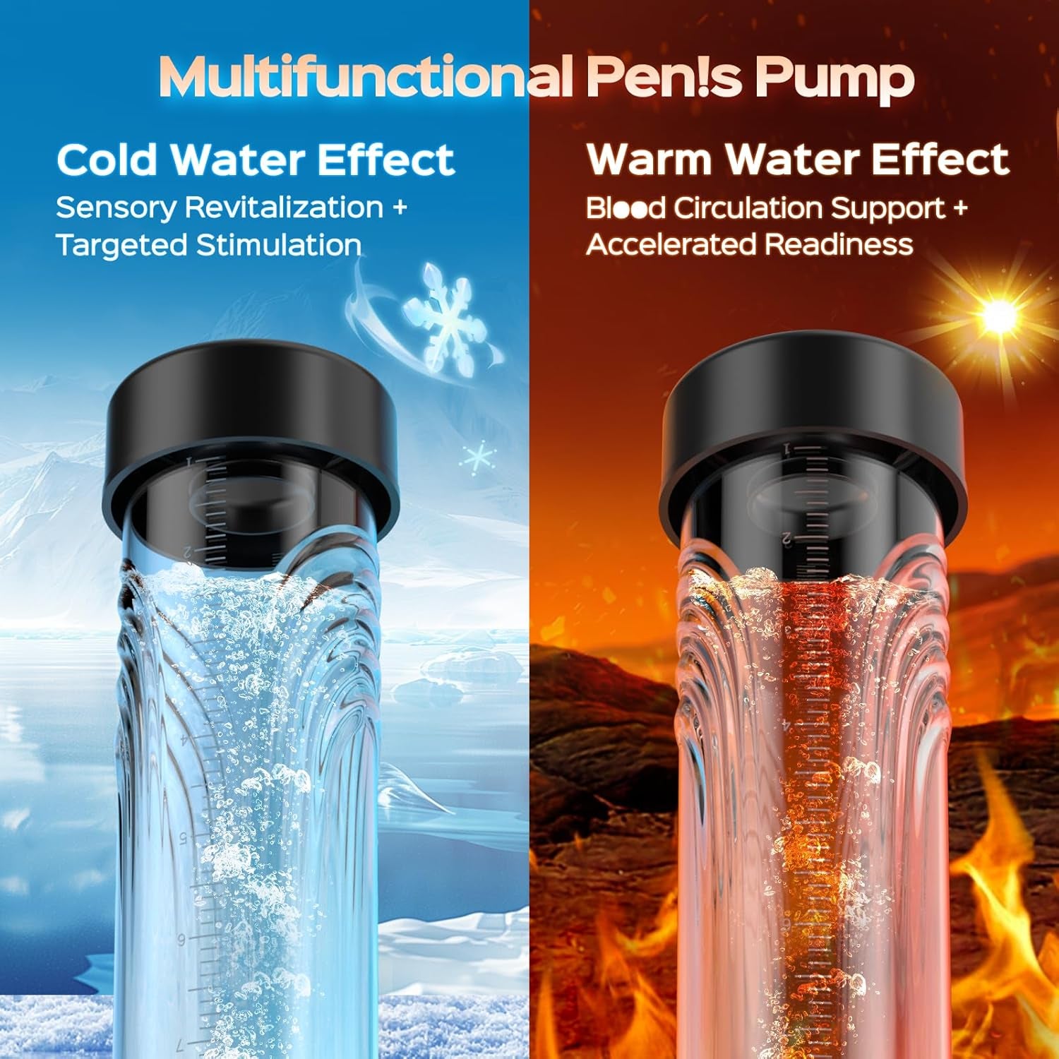 Electric Penis Pump Adult Male Sex Toys, Automatic Penis Enlarger & Extender Pump with 6 Training & 3 Suction Modes, Water Vacuum Pump with Cock Rings for Men Erection, Sex Toys Pumps & Enlargers - SinfulX - 