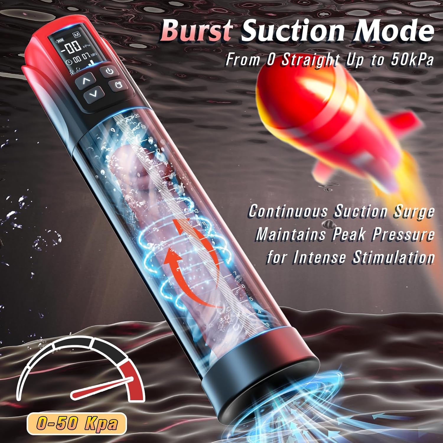 Electric Penis Pump Sex Toys for Men - Penis Extender Dick Pump for Men Erection, Automatic Male Masturbator with 5 Training Suction Modes, Male Sex Toy Penis Vacuum Pump with Mini Pocket Pussy - SinfulX - 