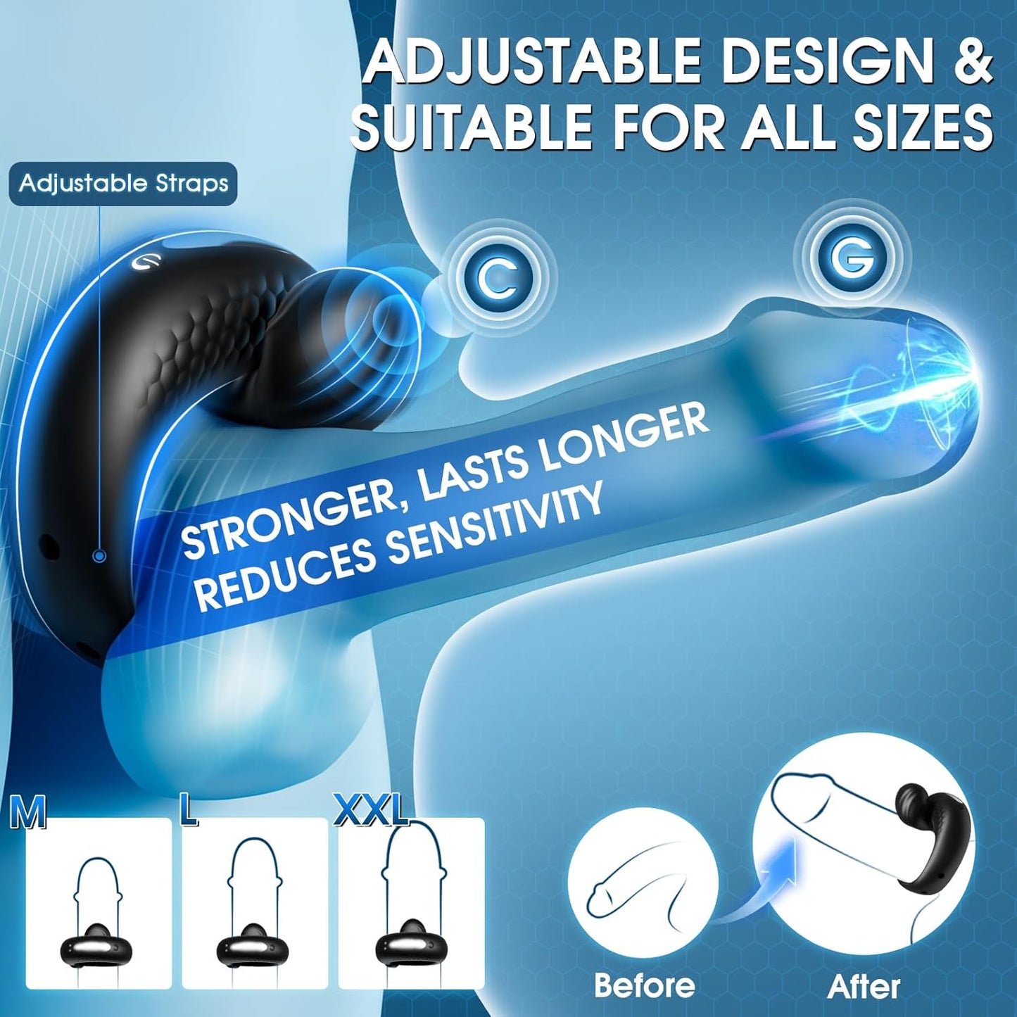 OrbixControl Adjustable Cock Ring Clit Stimulator App 10 Modes - SinfulX - Personal Care > Sexual Wellness > Couples Cock Ring