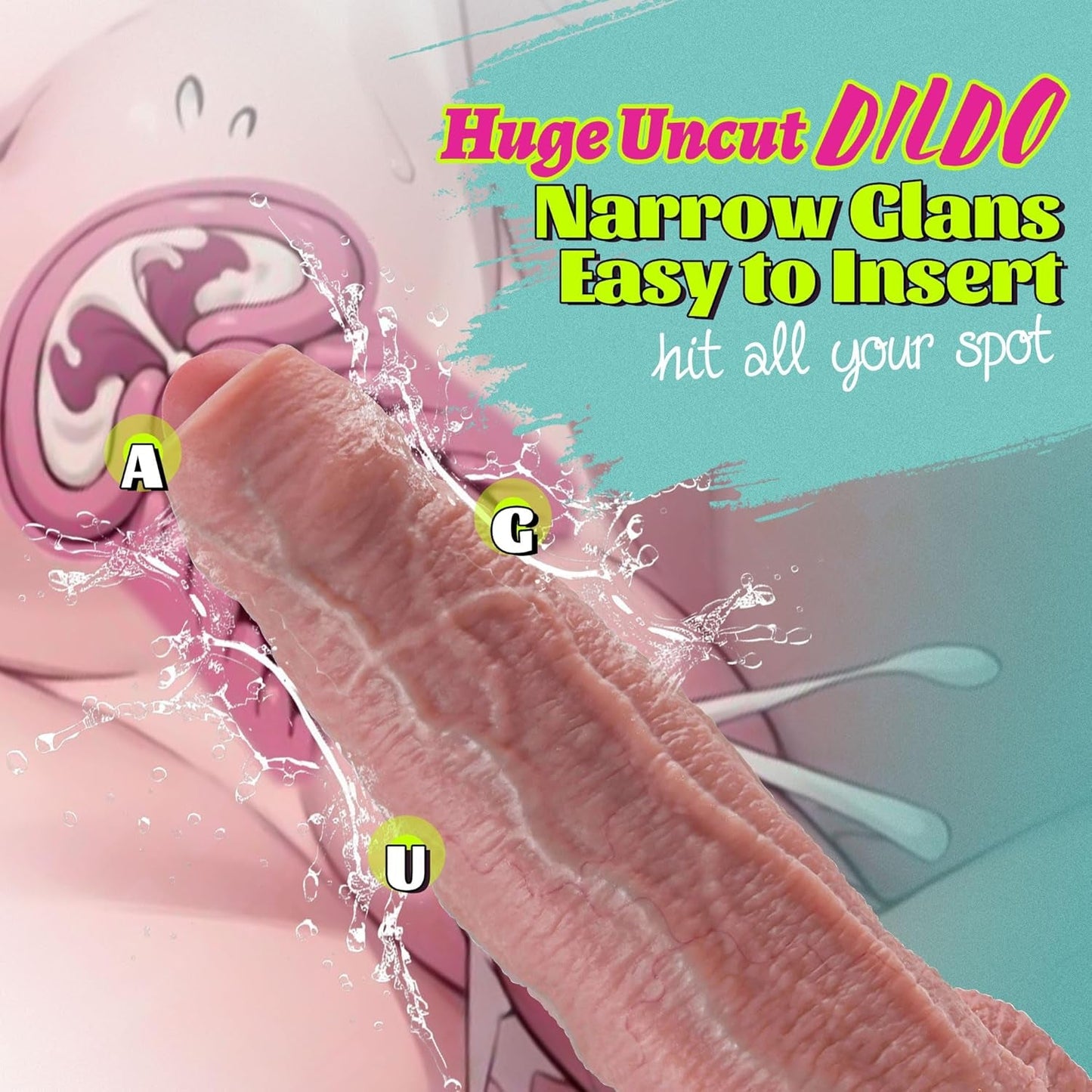 2.4IN Diameter Realistic Uncut Foreskin Dildo, Huge Thick Dildos with Movable Skin,Giant Anal Dildos Big Dual Density Silicone G - Spot Adult Sex Toys for Men and Women with Suction for Hands - Free Play - SinfulX - 
