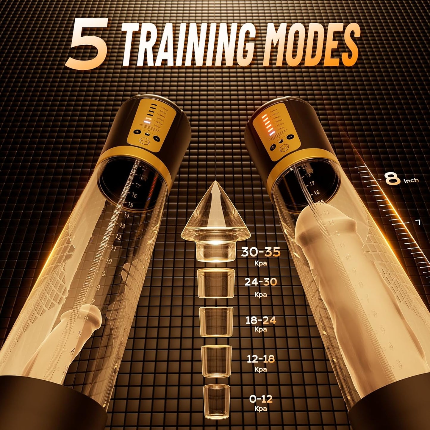 Male Penis Pump Sex Toys, Automatic Enlargers & Extend Pump for Men with 5 Training Modes, Adult Toys for Men Electric Penis Entender Erection Pumps, Sex Toys - Pumps & Enlargers (6 Cock Rings) - SinfulX - 
