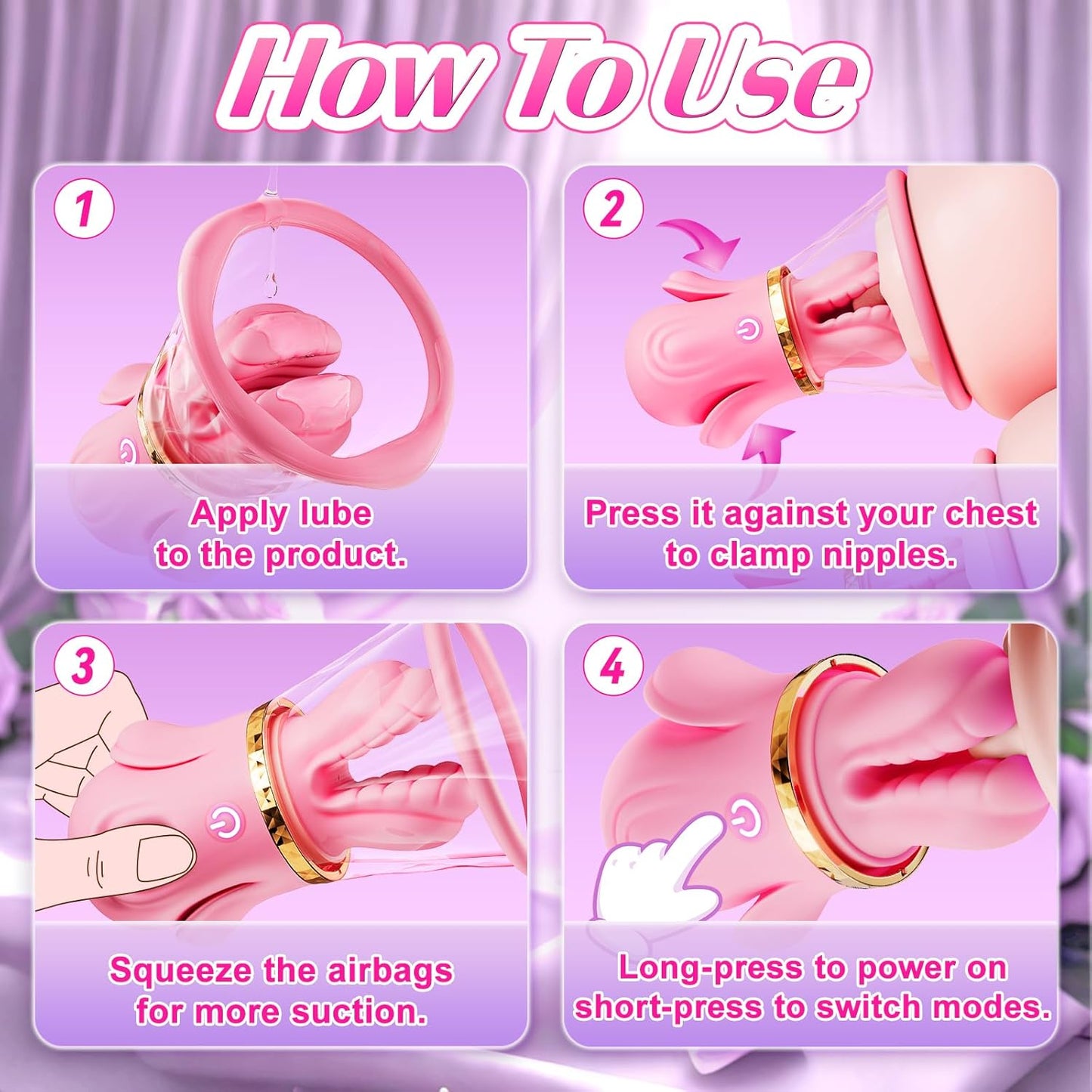 LuxeSuctionX Suction Nipple Vibrators 10 Modes – Soft Silicone - SinfulX - Personal Care > Sexual Wellness > Nipple Stimulator