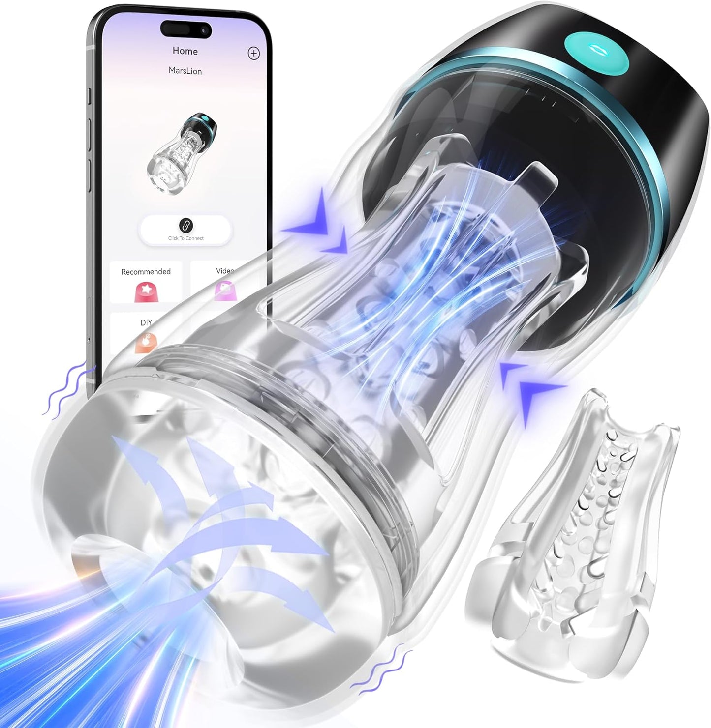 AI Interactive Sucking Male Masturbators - 7 Vibration & Suction Hands Free Pocket Pussy Male Stroker with 3D Realistic Textured, Blowjob Toy Penis Pump Adult Male Sex Toys for Men Sex Machine - SinfulX - 