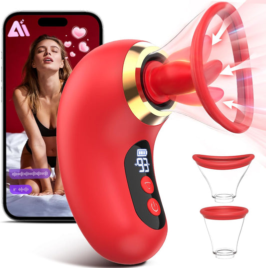 Vibrator Sex Toys for Women - 5IN1 AI APP Rose Toy Adult Toys Sucking Vibrator, 3 Sucking, 9 Tongue Licking & Vibrating Sex Toy, 2 Removable Cup LCD Display Clitoral Vibrators Sex Novelties - SinfulX - 