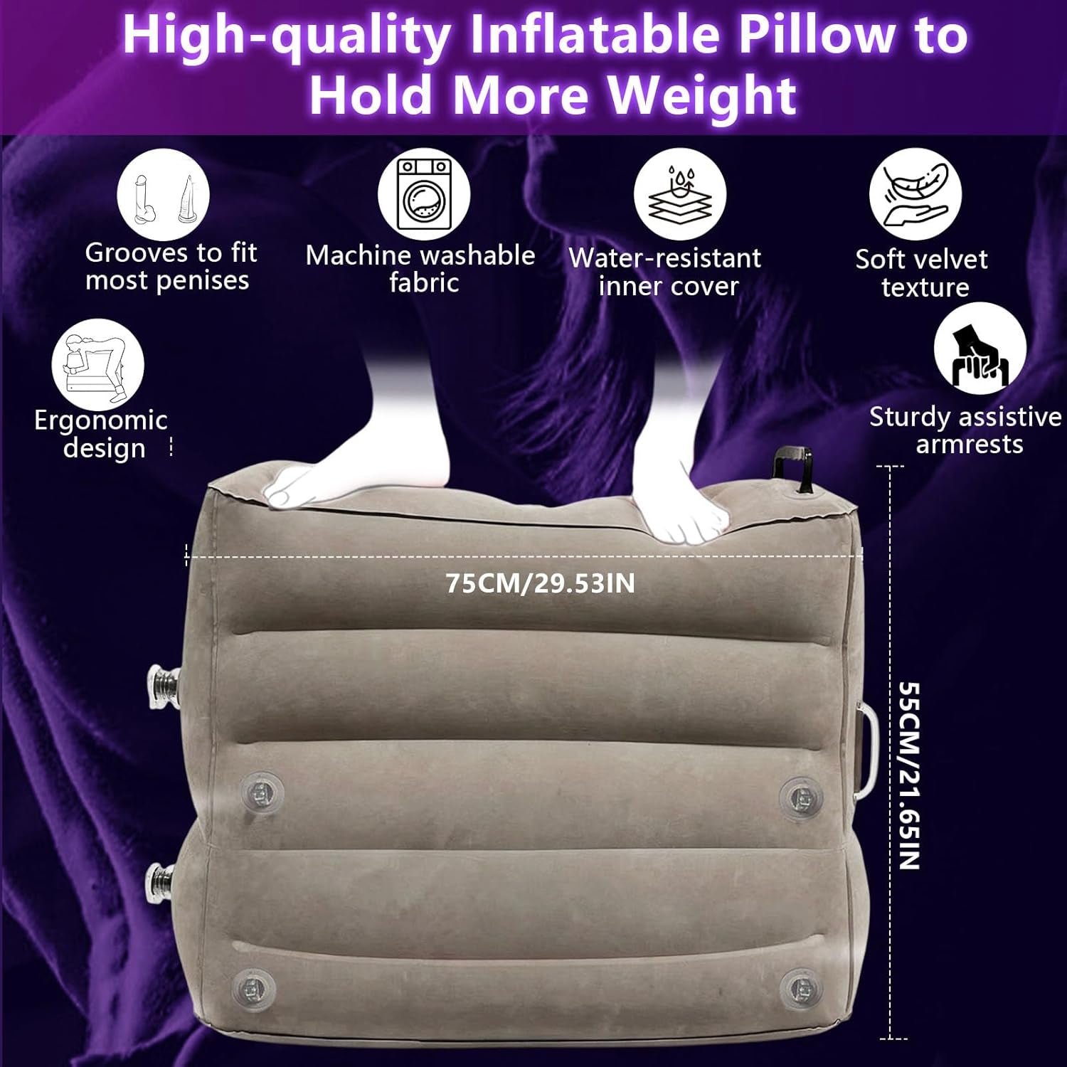 MaxLift Inflatable Mount Pillow with Cuffs & Bands Set - SinfulX - Personal Care > Sexual Wellness > Sex Pillow