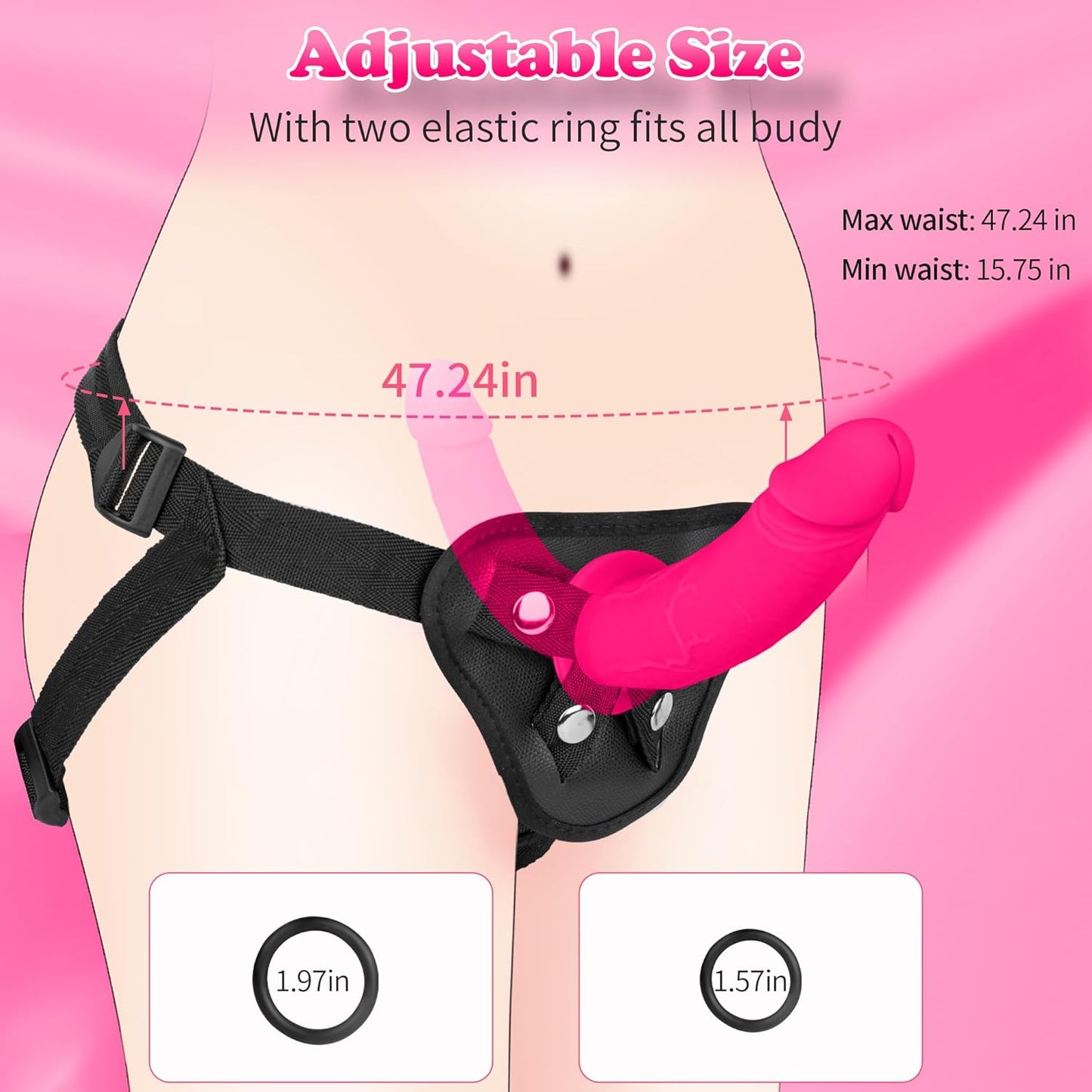 Strap on Dildo Womens Sex Toys - Double Ended Dildo Flesh Silicone Fantasy Dildo Long Dildos Strap on Harness Big Anal Dildos Female Sex Toy Adult Toys for Women(Red) - SinfulX - 