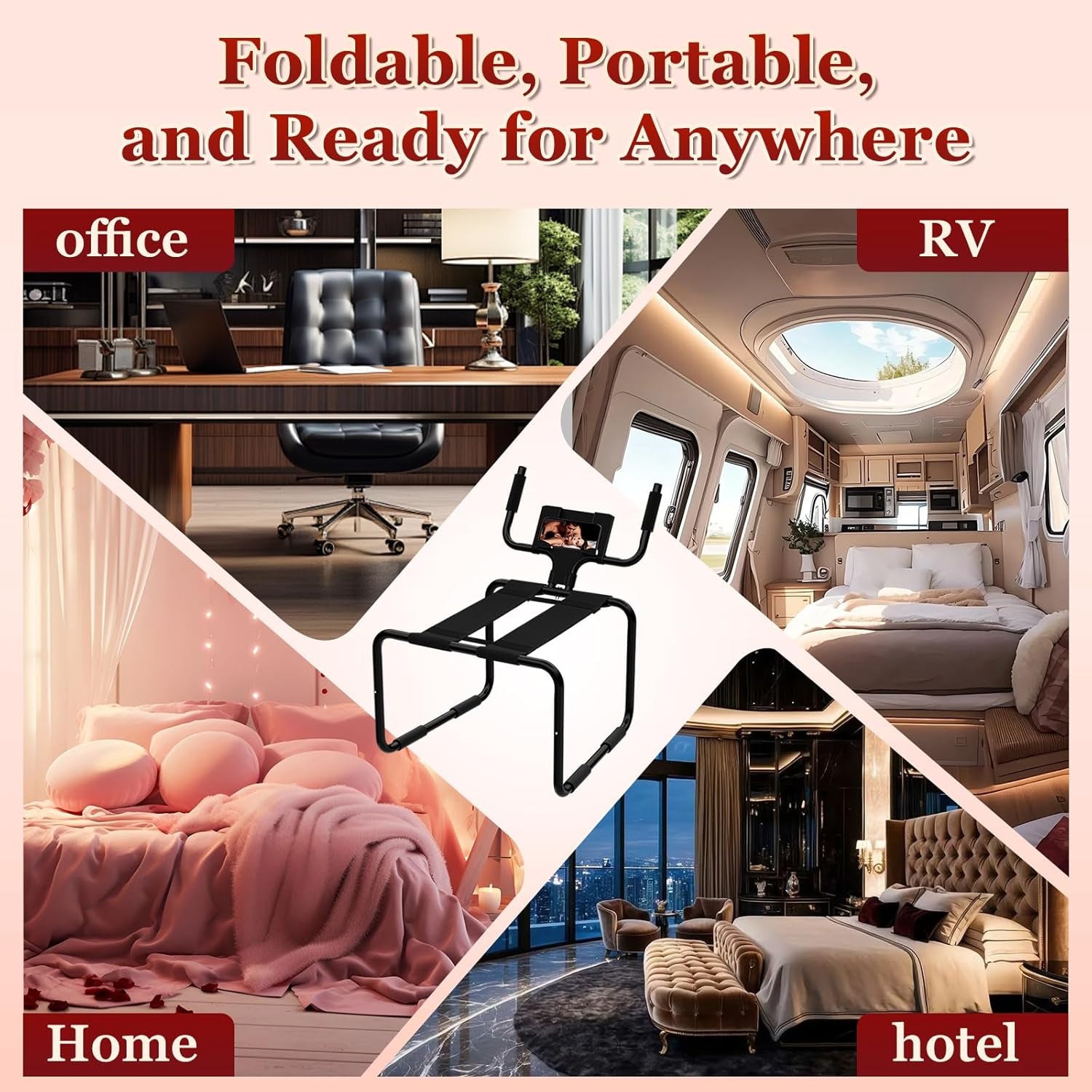 Multifunction Sex Position Enhancer Chair, Sex Stool with Adjustable Handrail&Phone Stand, Easy to Assemble, 350Lbs Weight Capacity, Sex Position Aid Bounced Sex Toys Furniture for Couples Women Men - SinfulX - 