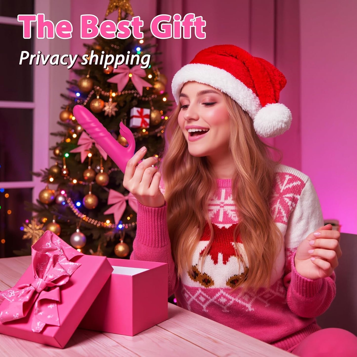 Thrusting Vibrator Sex Toys - G Spot Dildo Vibrators with 10 Powerful Vibration 10 Thrust Modes, Rabbit Dildos Silicone Waterproof Clitoral Stimulator, Adult Sex Toy for Women - SinfulX - 